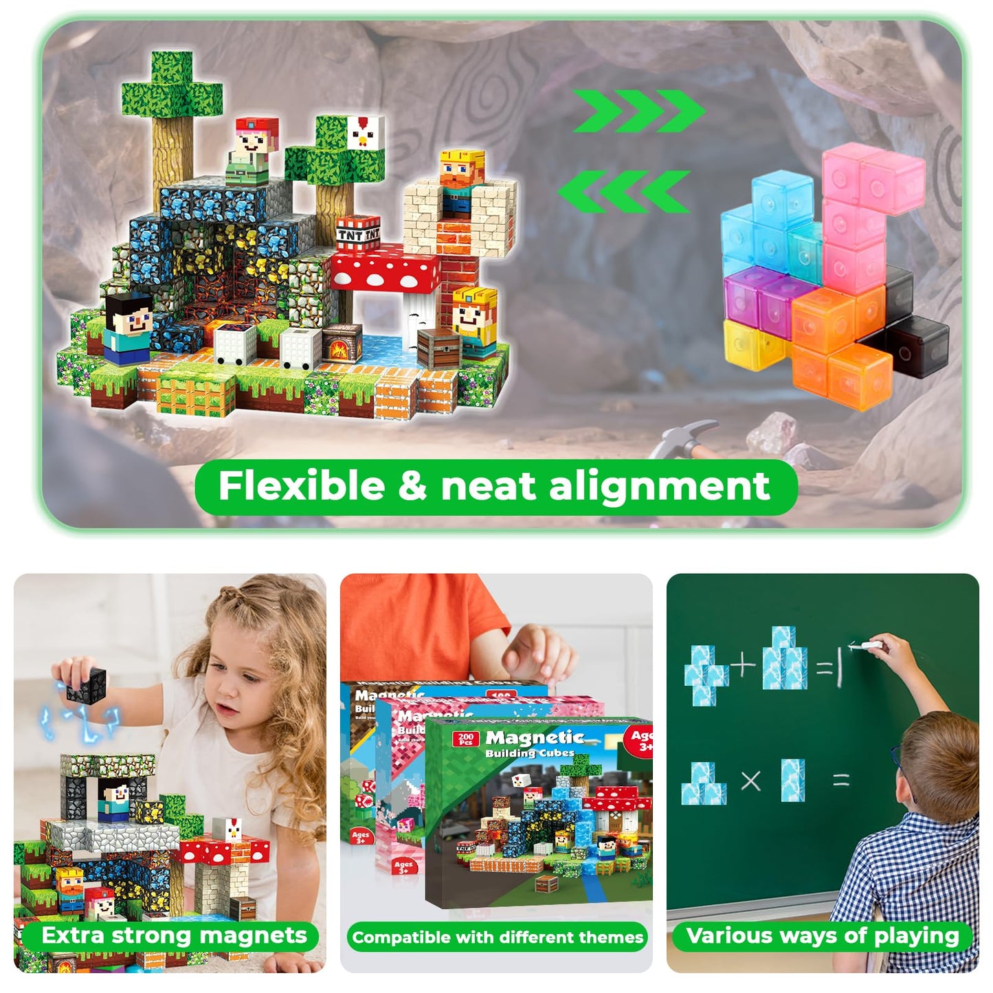 Annexfun 200PCS Magnetic Blocks – STEM Building Toys for Kids 3+