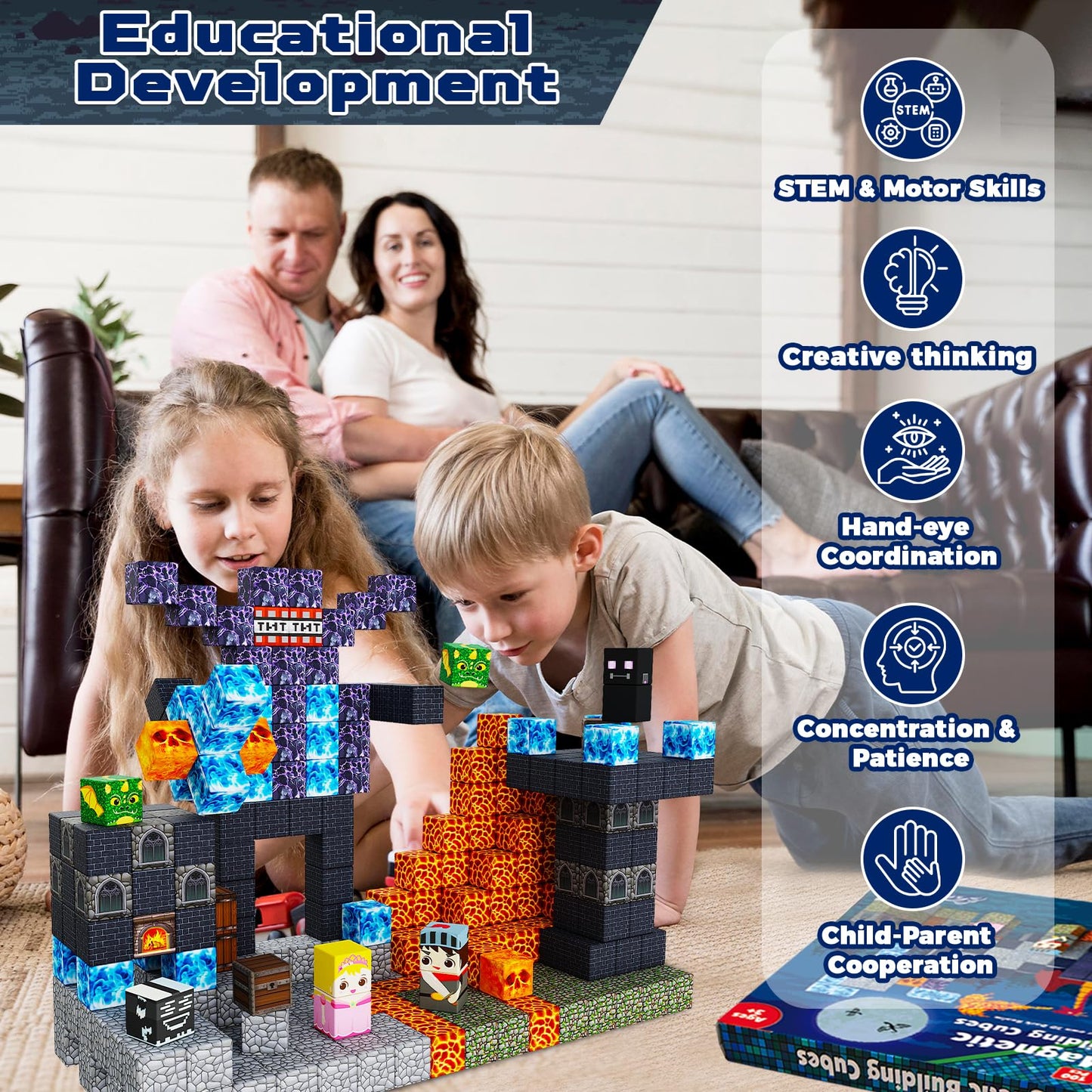 Annexfun Magnetic Blocks 100PCS – Dark Mechanical Guardian Castle STEM Toy for Kids 3-10