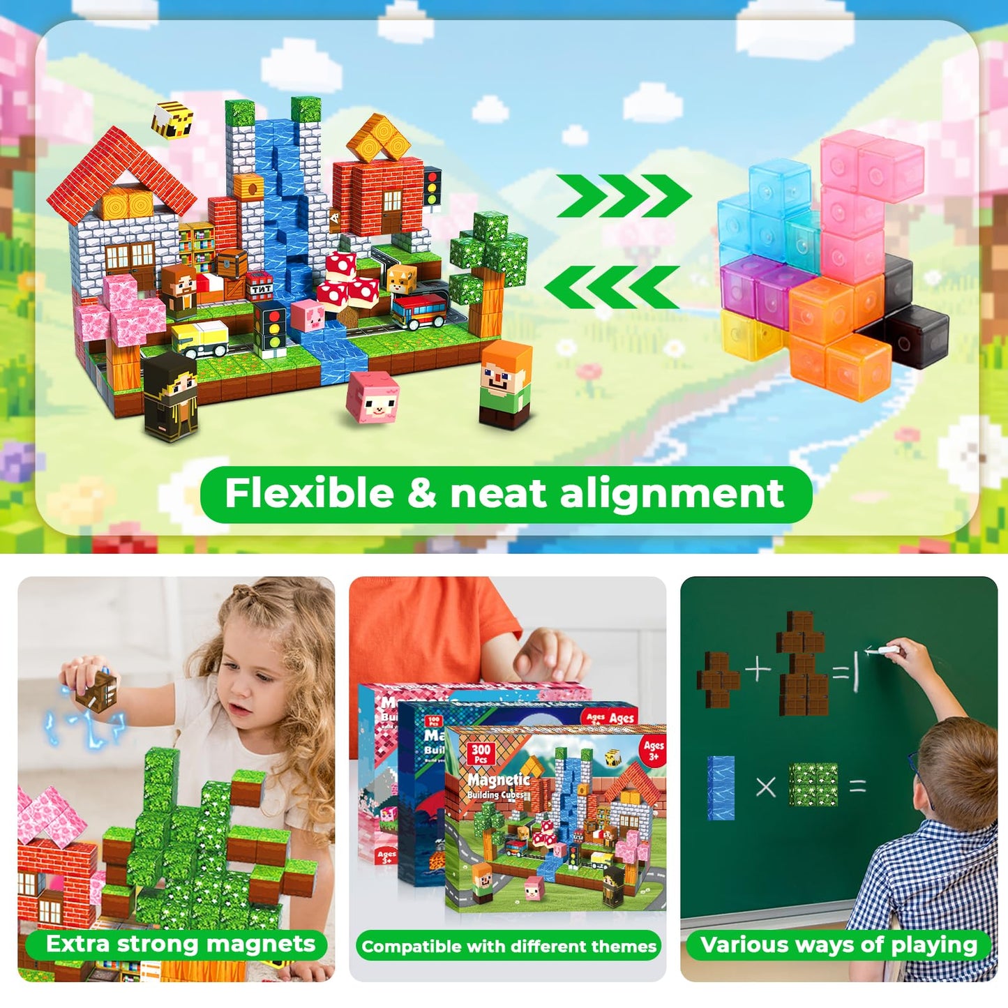 Annexfun Magnetic Blocks – 300-Piece STEM Building Set for Kids 3+ | Forest Road Theme