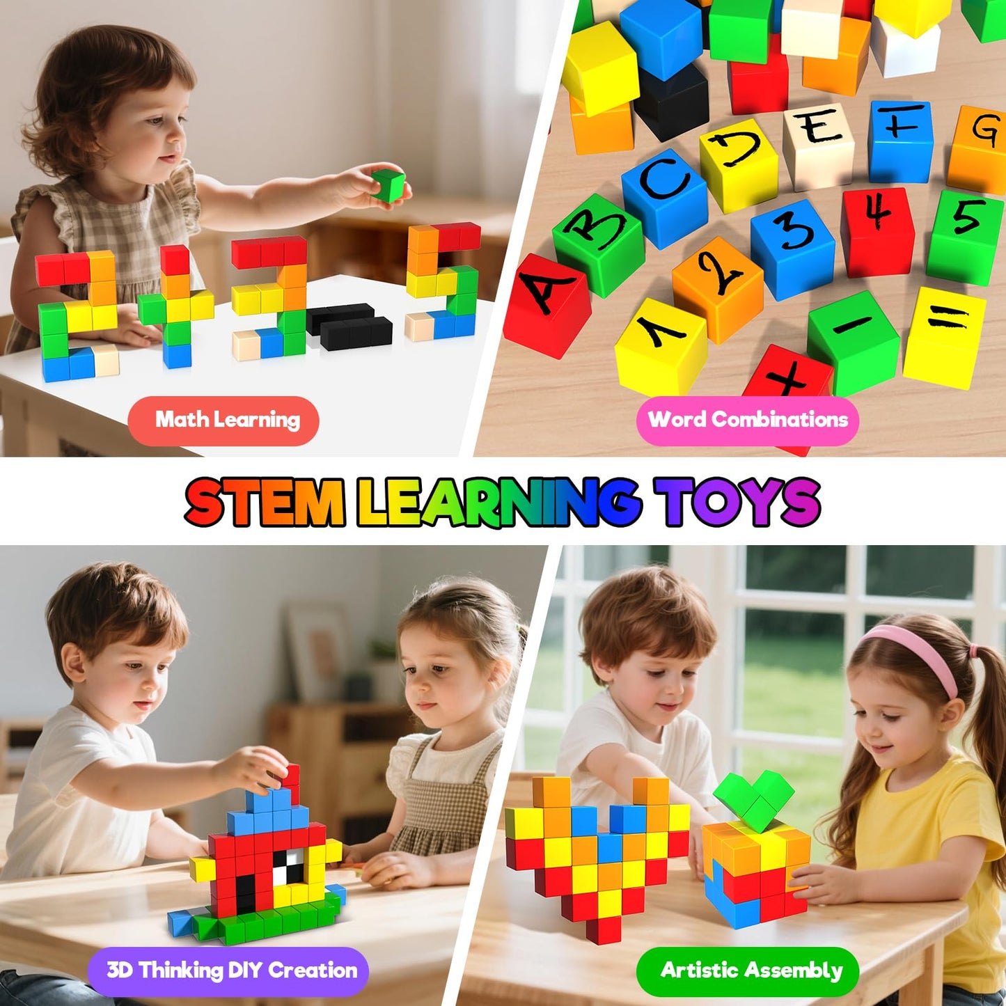 Annexfun 56PCS Magnetic Blocks – Montessori STEM Toys for Ages 3+