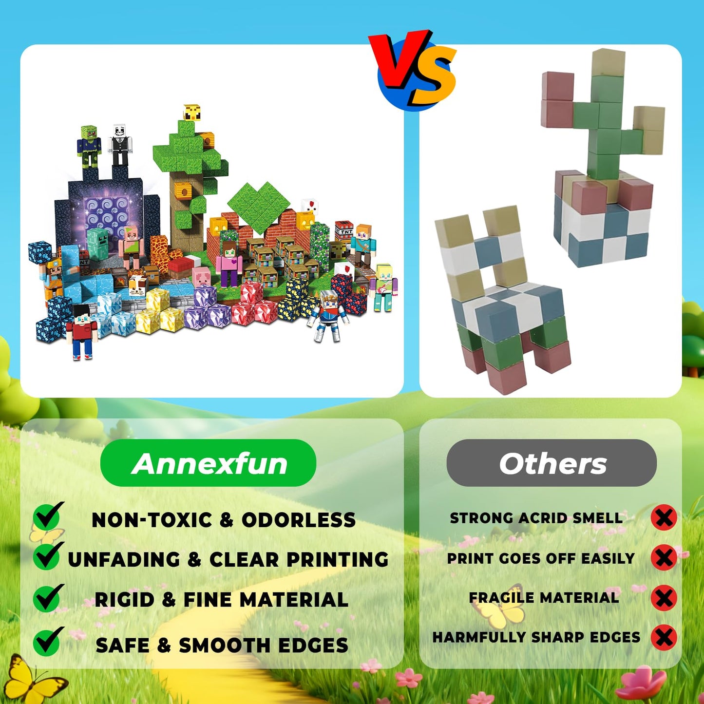 Annexfun 464PCS Magnetic Blocks with 10 Action Figures – 2026 STEM Building Toy for Kids