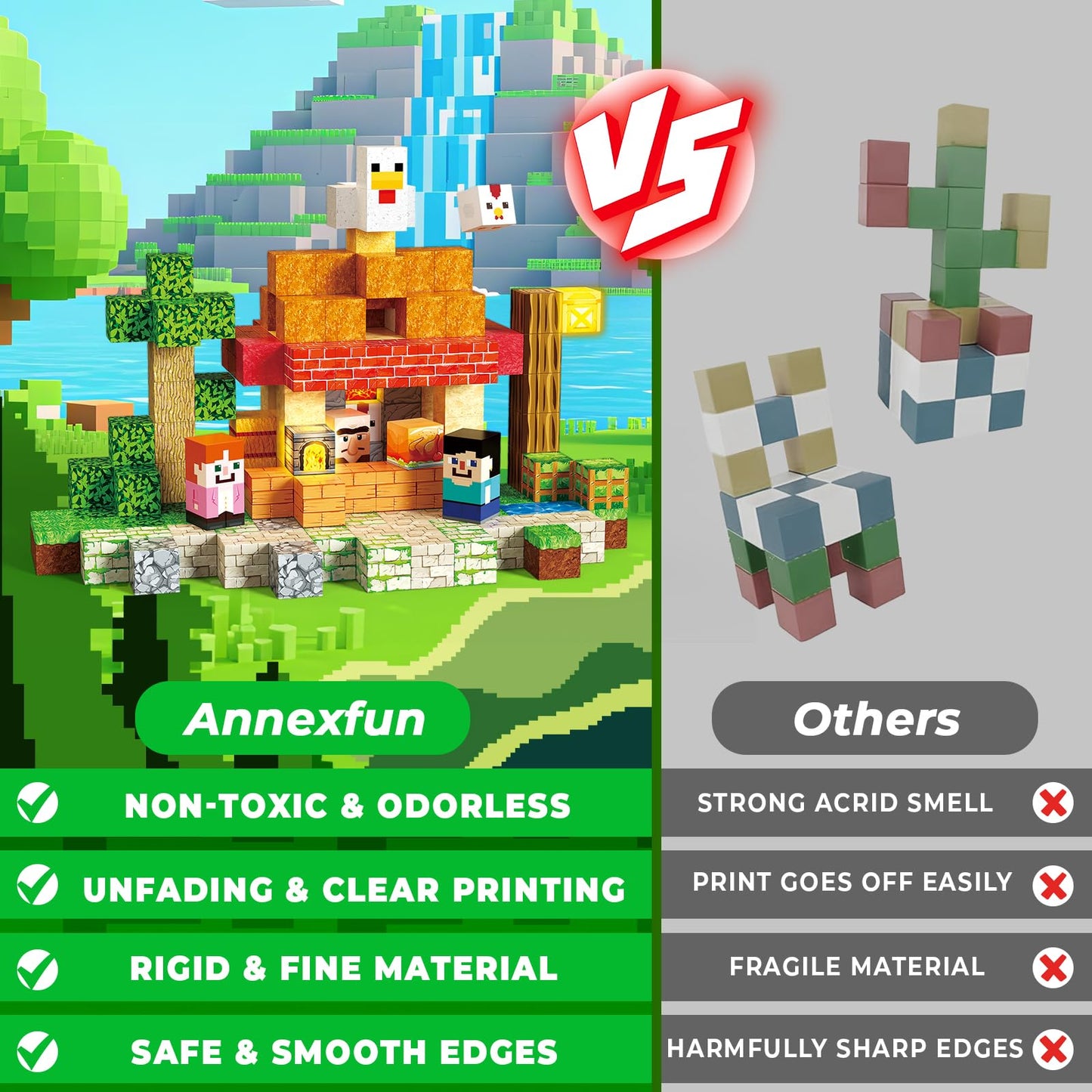 Annexfun 200PCS Magnetic Blocks with Light Up Blocks | STEM Building Toys for Ages 3-10