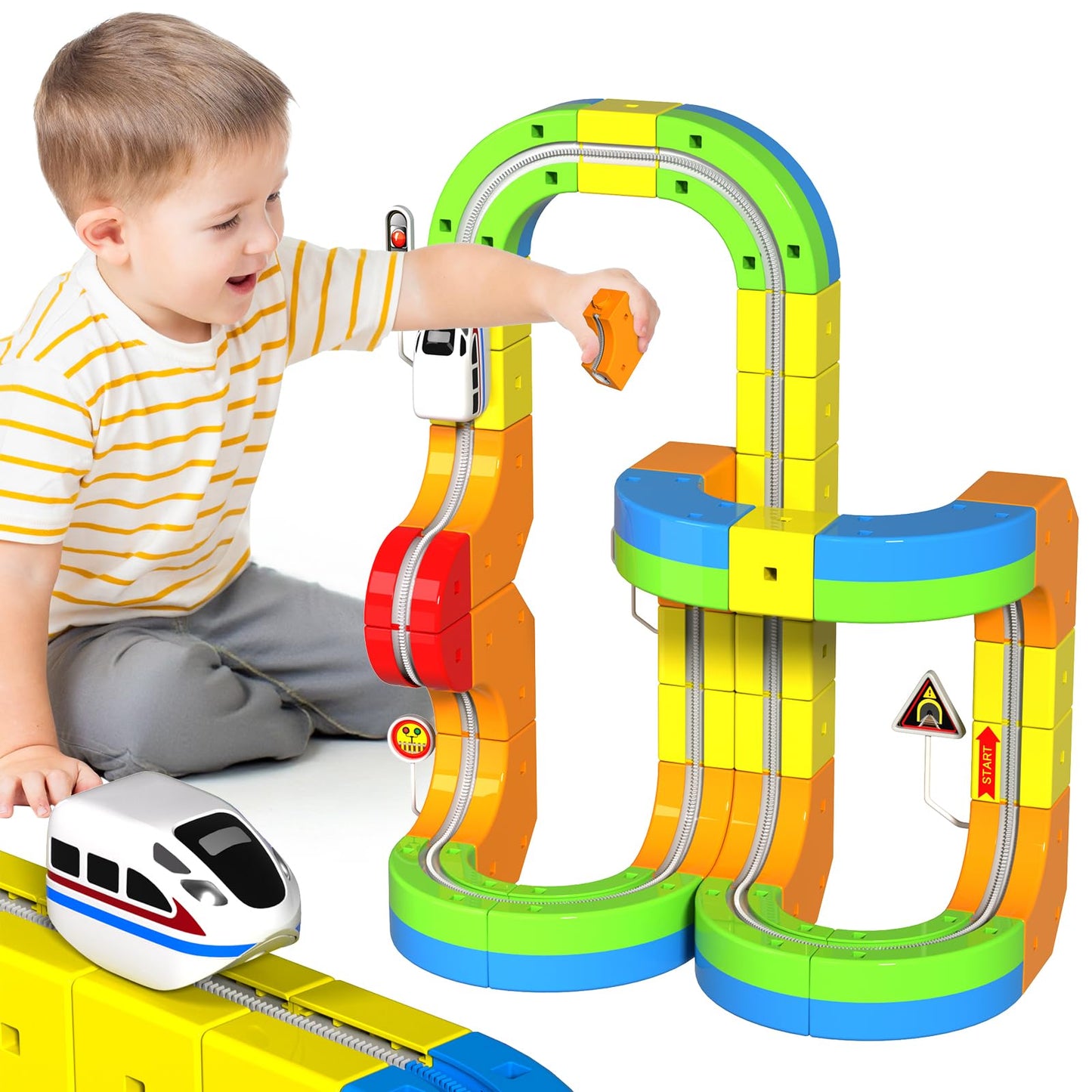 Annexfun Electric Train Set – 69-Piece 3D Racing Track for Kids 3–10