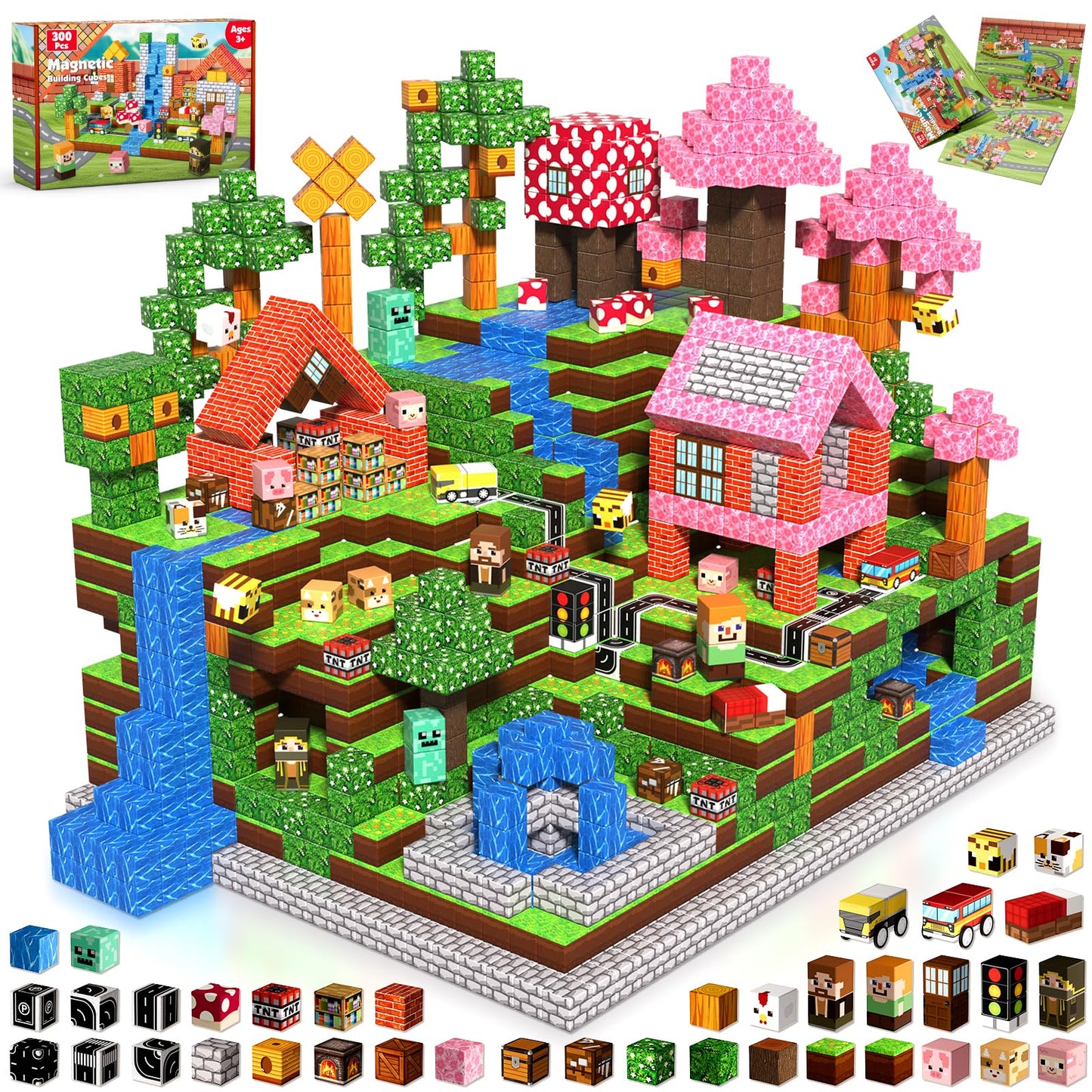Annexfun Magnetic Blocks – 300-Piece STEM Building Set for Kids 3+ | Forest Road Theme