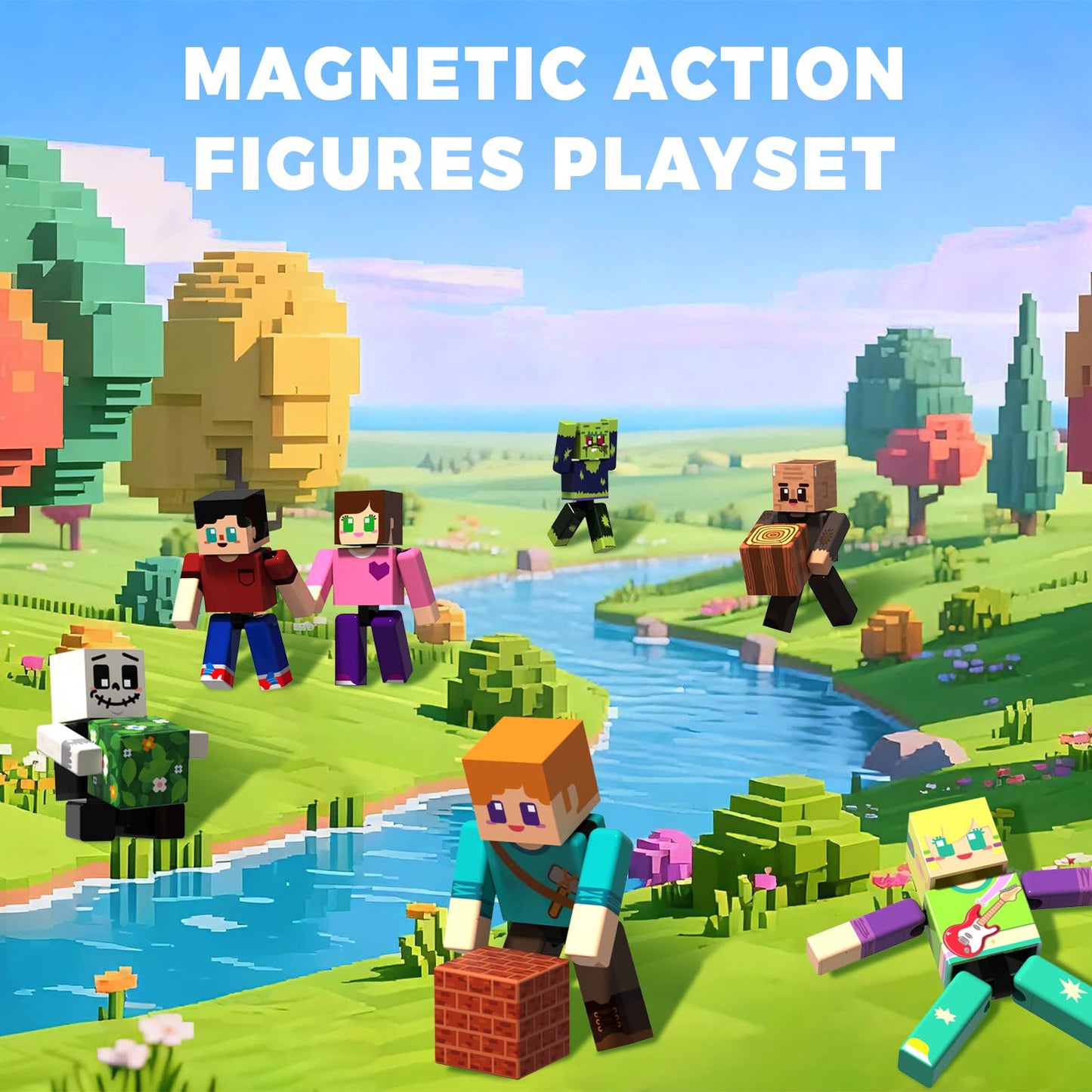 Annexfun 464PCS Magnetic Blocks with 10 Action Figures – 2026 STEM Building Toy for Kids