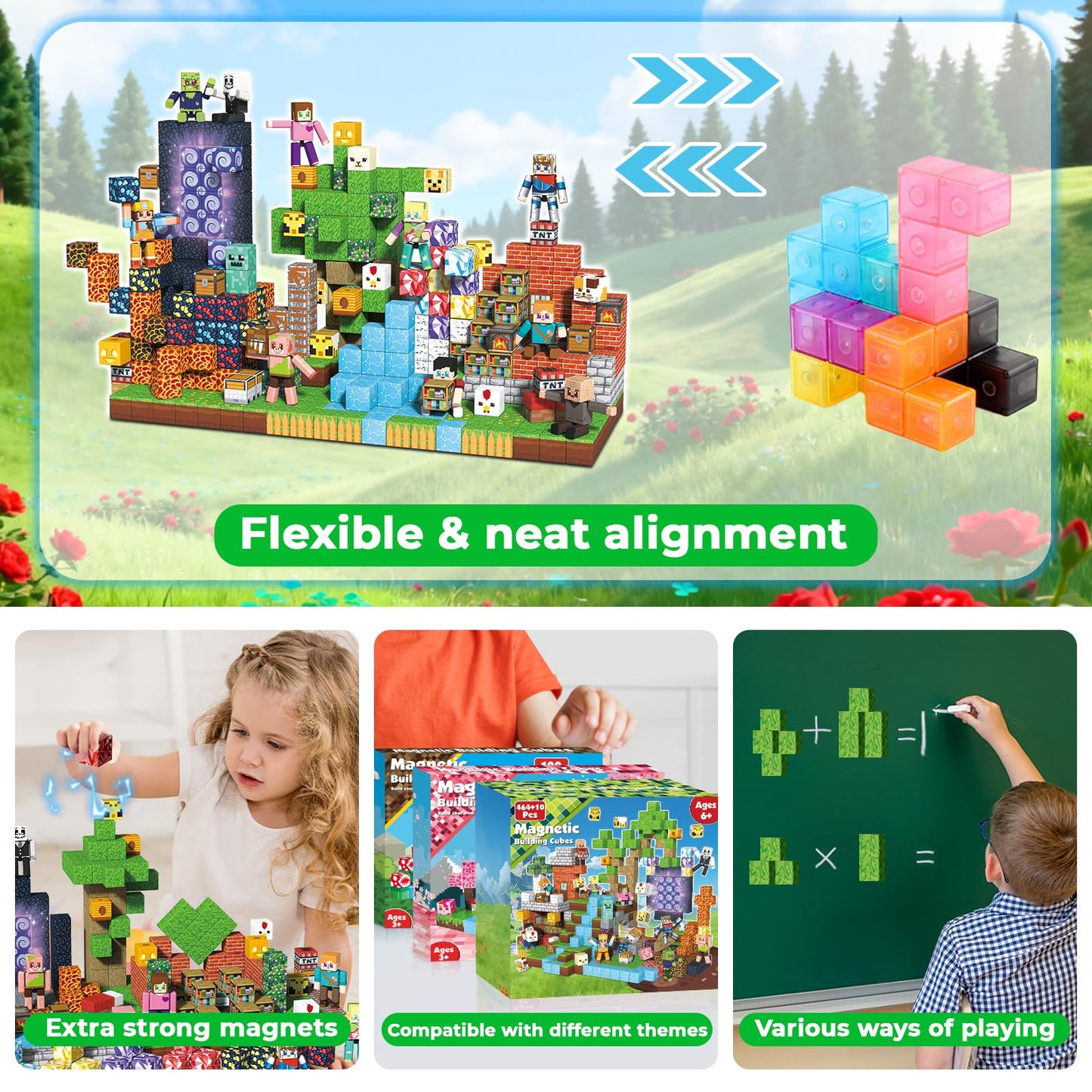 Annexfun 464PCS Magnetic Blocks with 10 Action Figures – 2026 STEM Building Toy for Kids