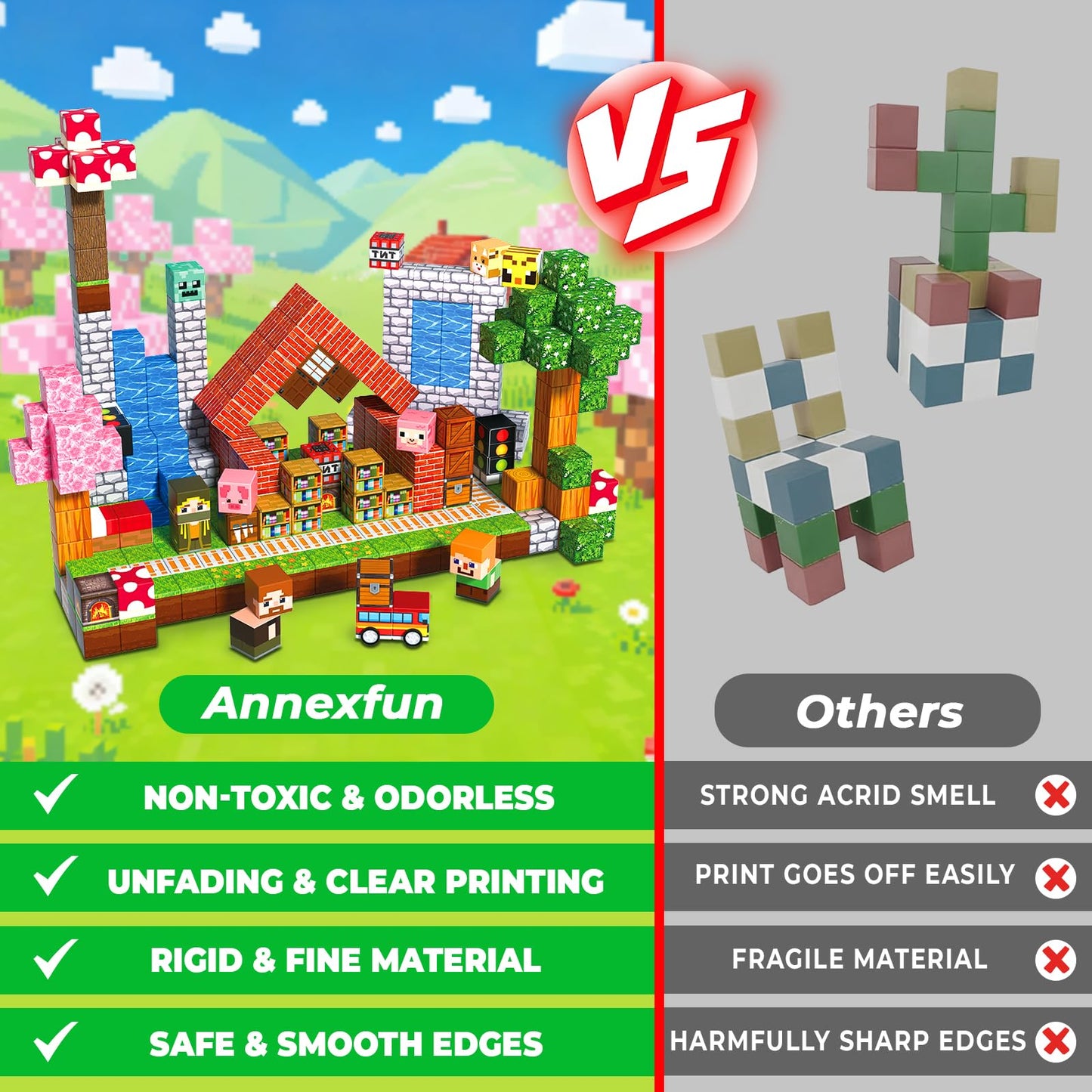 Annexfun Magnetic Blocks – 300-Piece STEM Building Set for Kids 3+ | Forest Road Theme