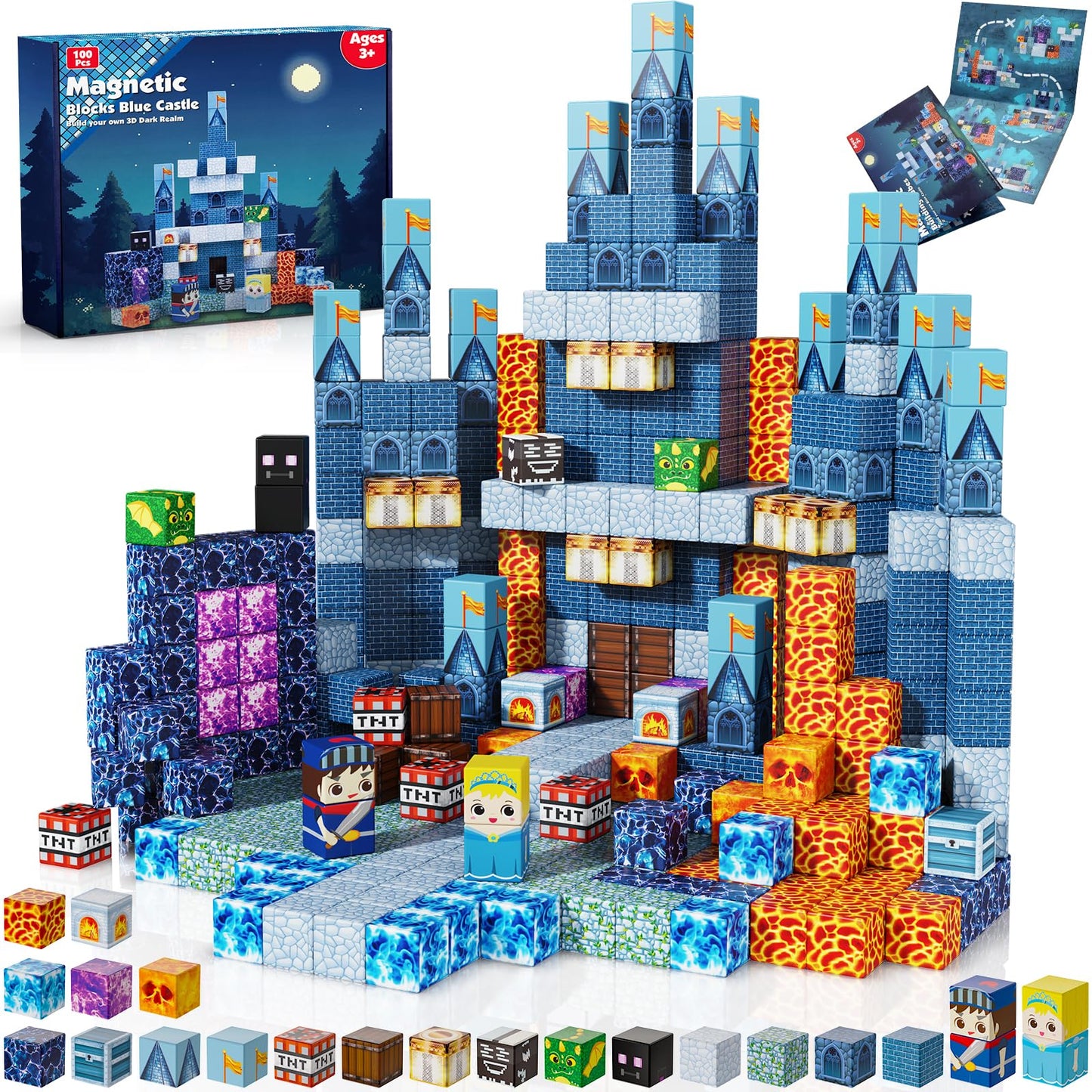 Annexfun Magnetic Blocks - 100-Piece STEM Building Set for 3+