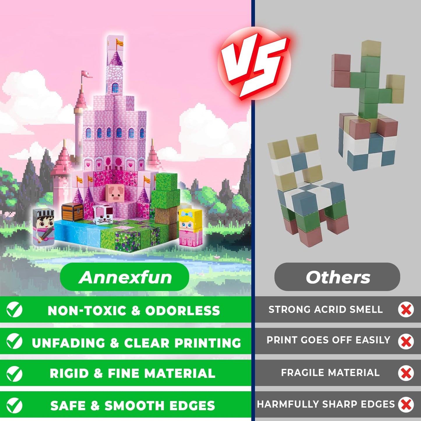 Annexfun Magnetic Blocks 100PCS – Princess Castle Building Set for Ages 3-8 | STEM Toys