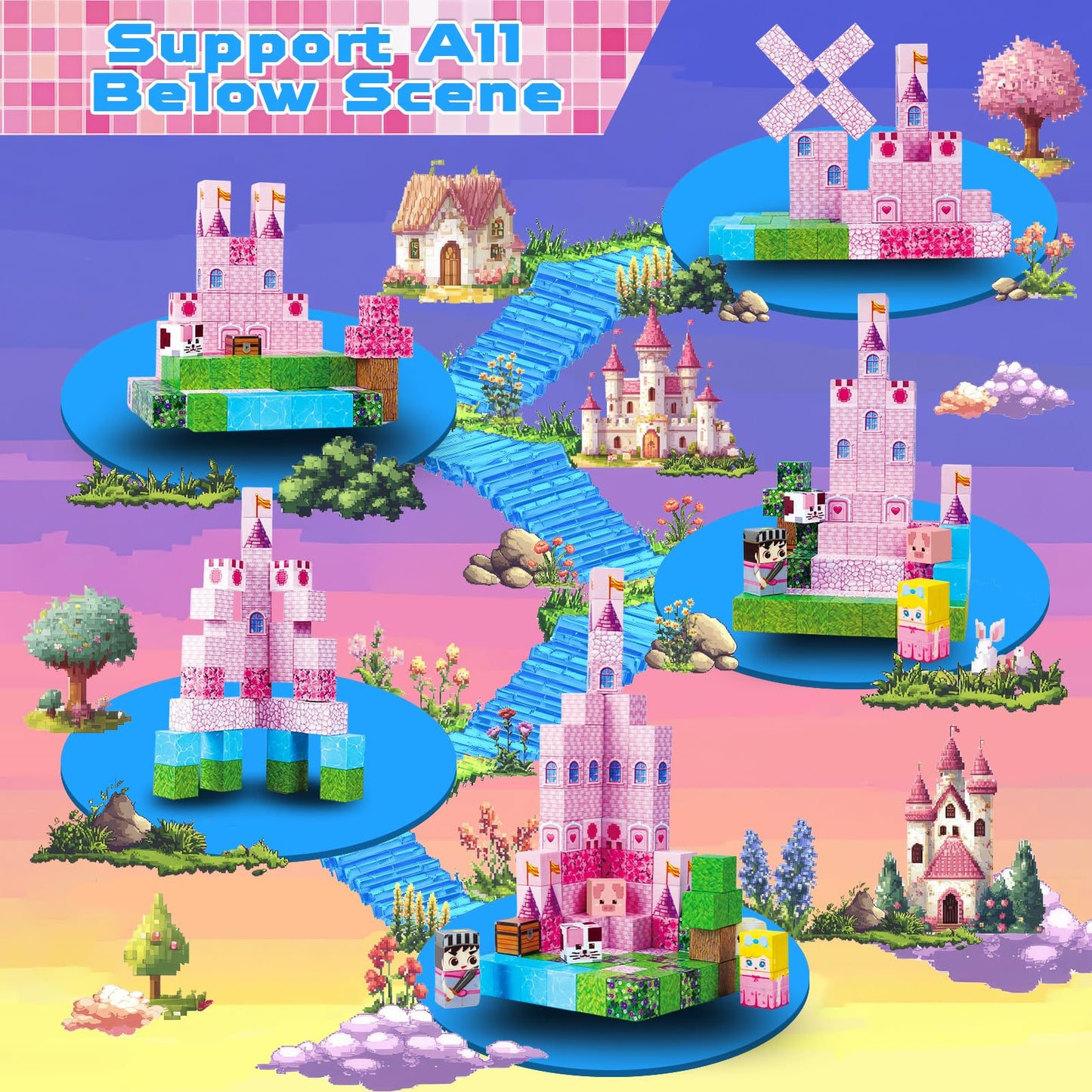Annexfun Magnetic Blocks 100PCS – Princess Castle Building Set for Ages 3-8 | STEM Toys