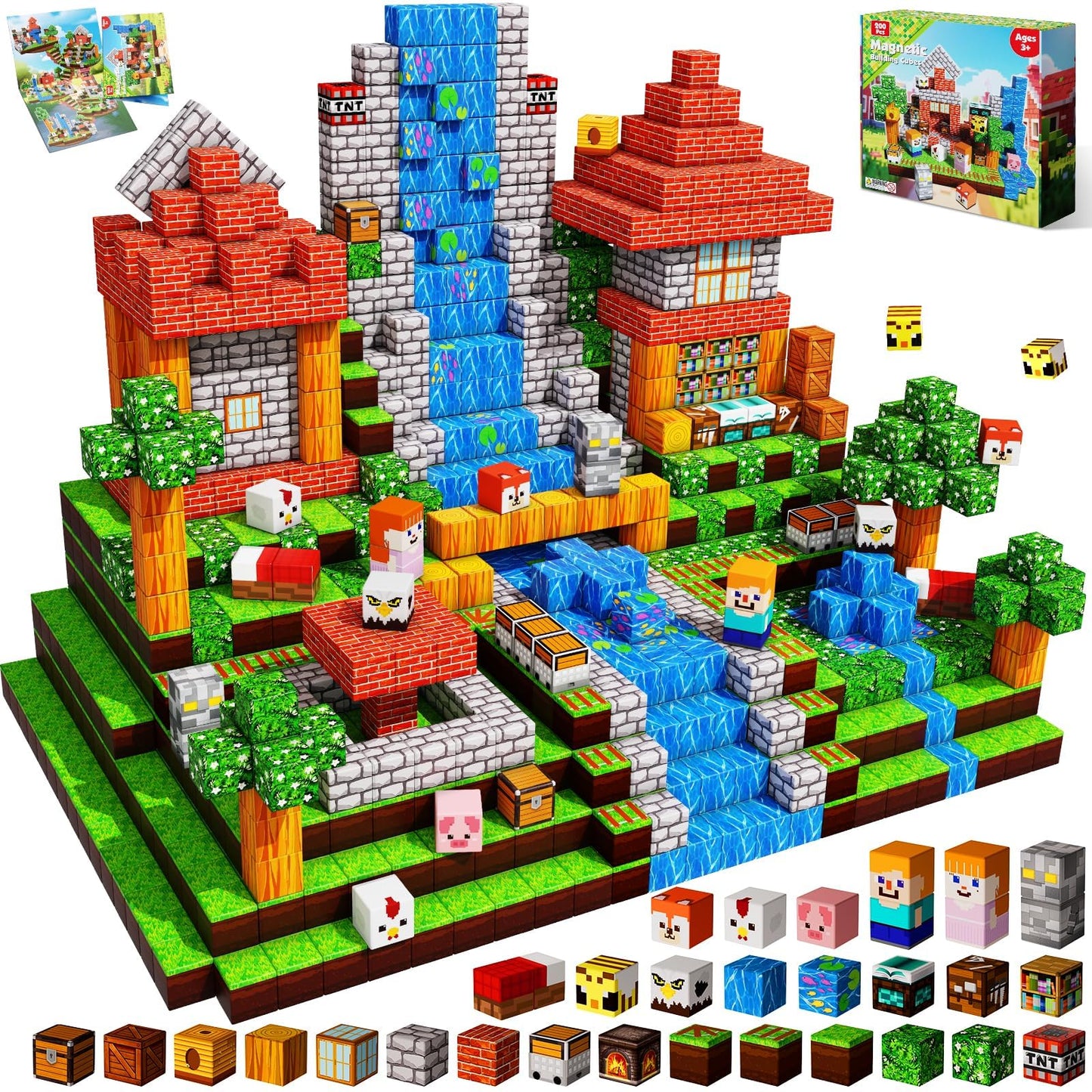 Annexfun 200 PCS Magnetic Blocks – STEM Building Kit for Kids 3+