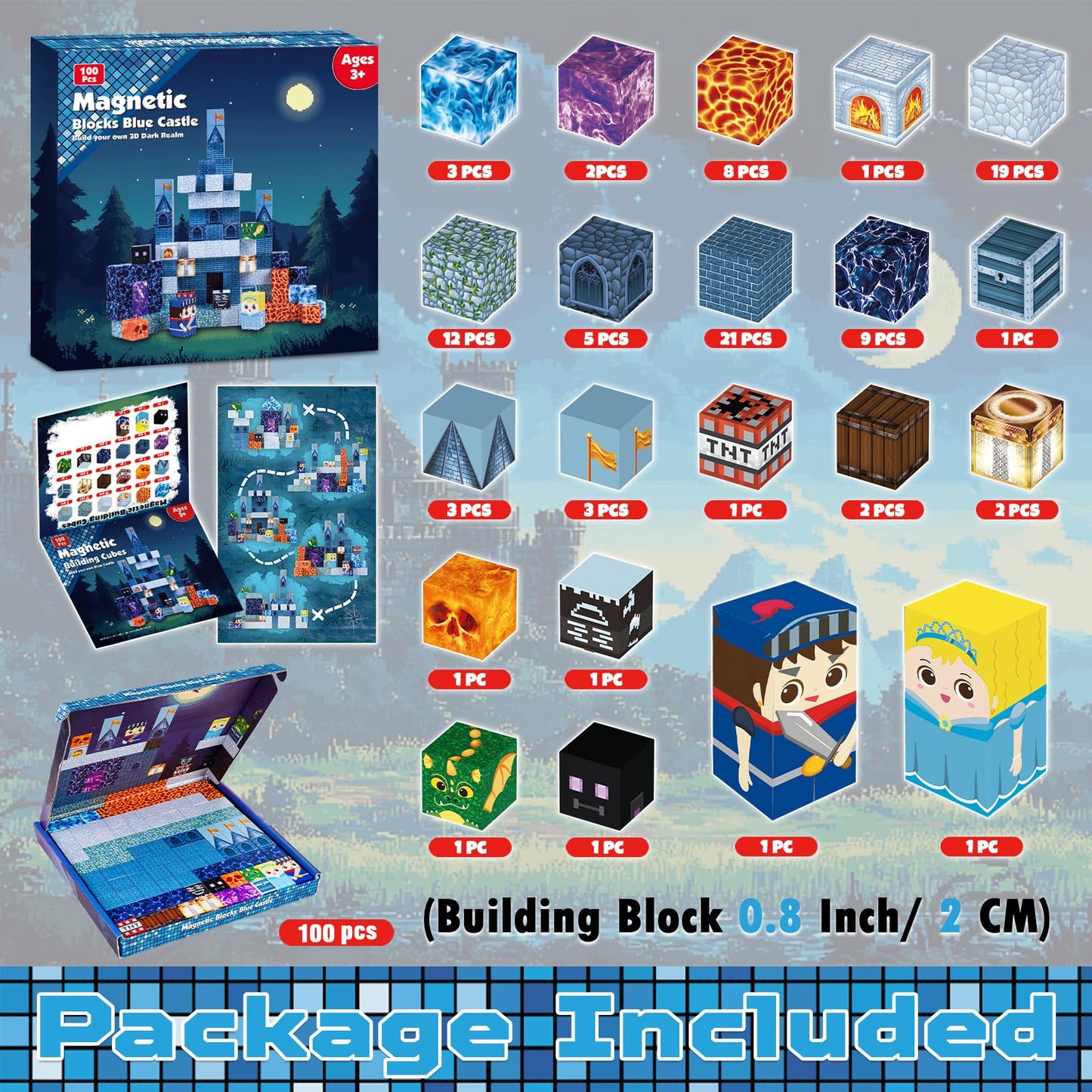 Annexfun Magnetic Blocks - 100-Piece STEM Building Set for 3+