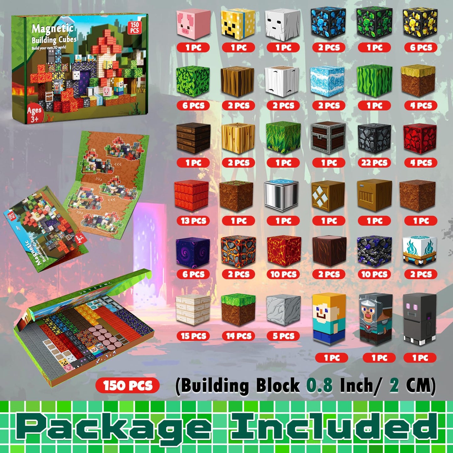 Annexfun Magnetic Blocks 150PCS – Forest Portal STEM Building Toys for Kids 3+