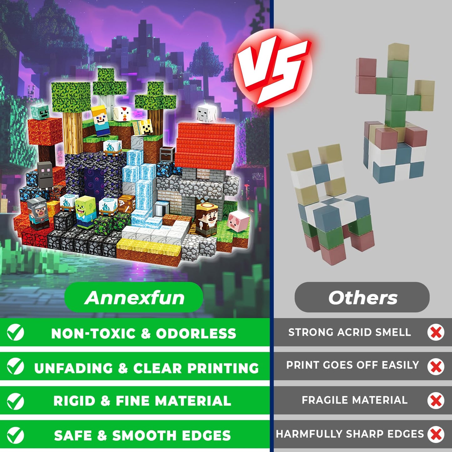 Annexfun Magnetic Blocks - 400pcs Forest Portal STEM Toy for Ages 3+