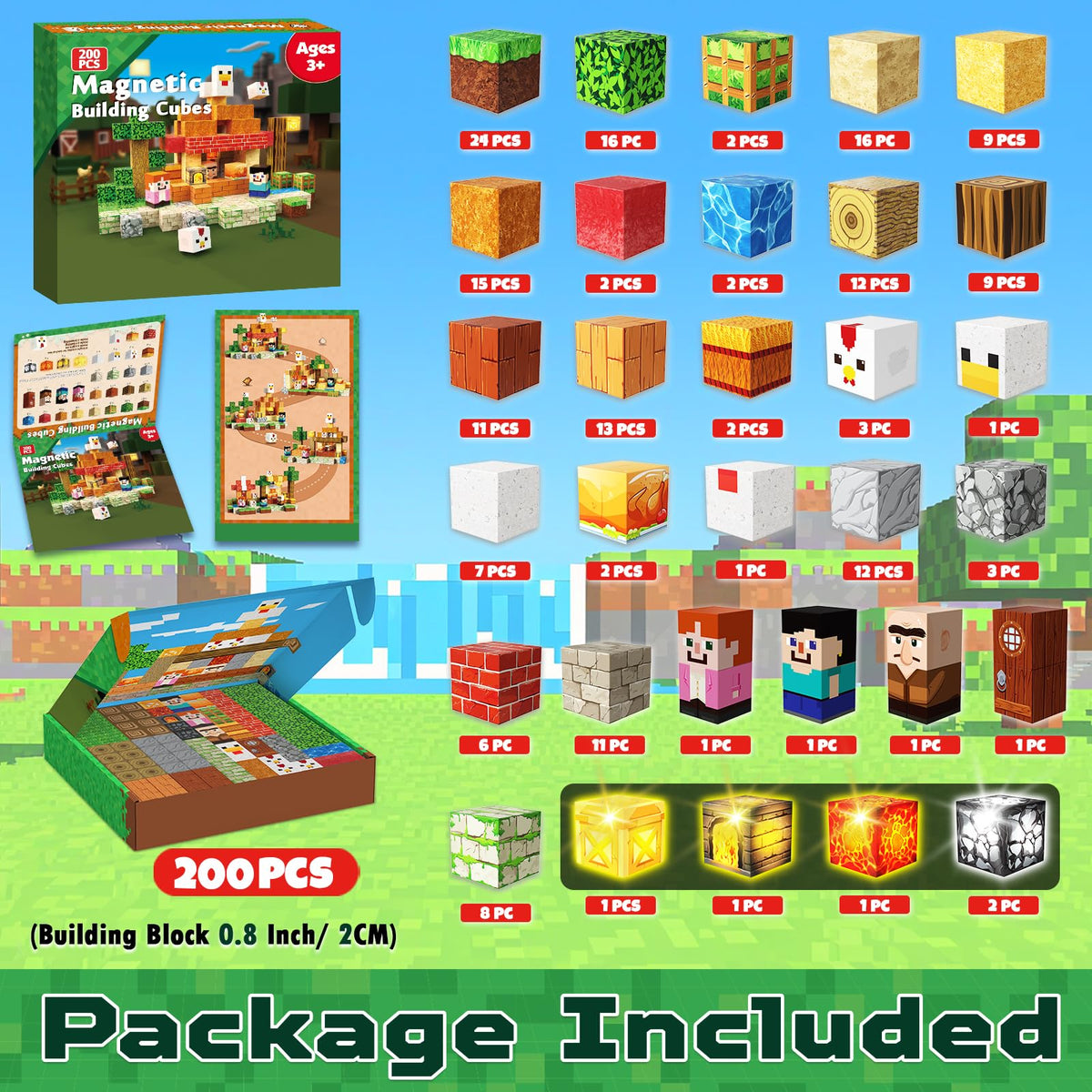 Annexfun 200PCS Magnetic Blocks with Light Up Blocks | STEM Building Toys for Ages 3-10