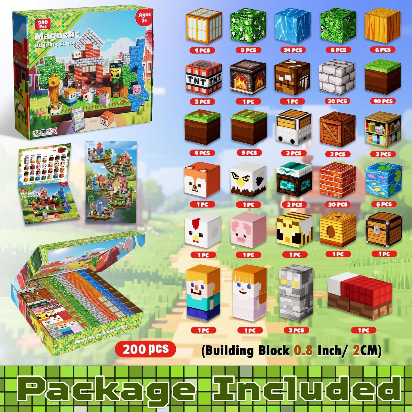 Annexfun 200 PCS Magnetic Blocks – STEM Building Kit for Kids 3+