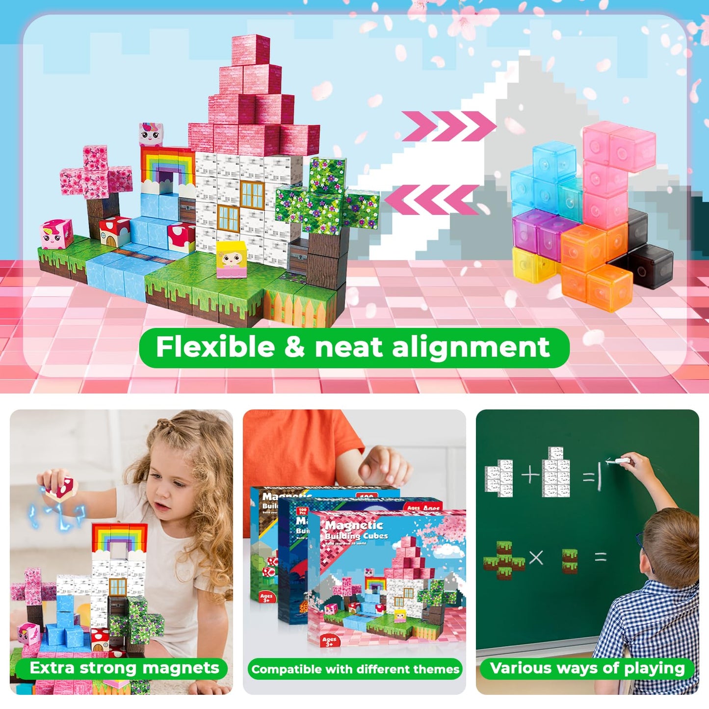 Annexfun Magnetic Blocks 100PCS Unicorn Cubes – STEM & Sensory Toys for Kids 3–10