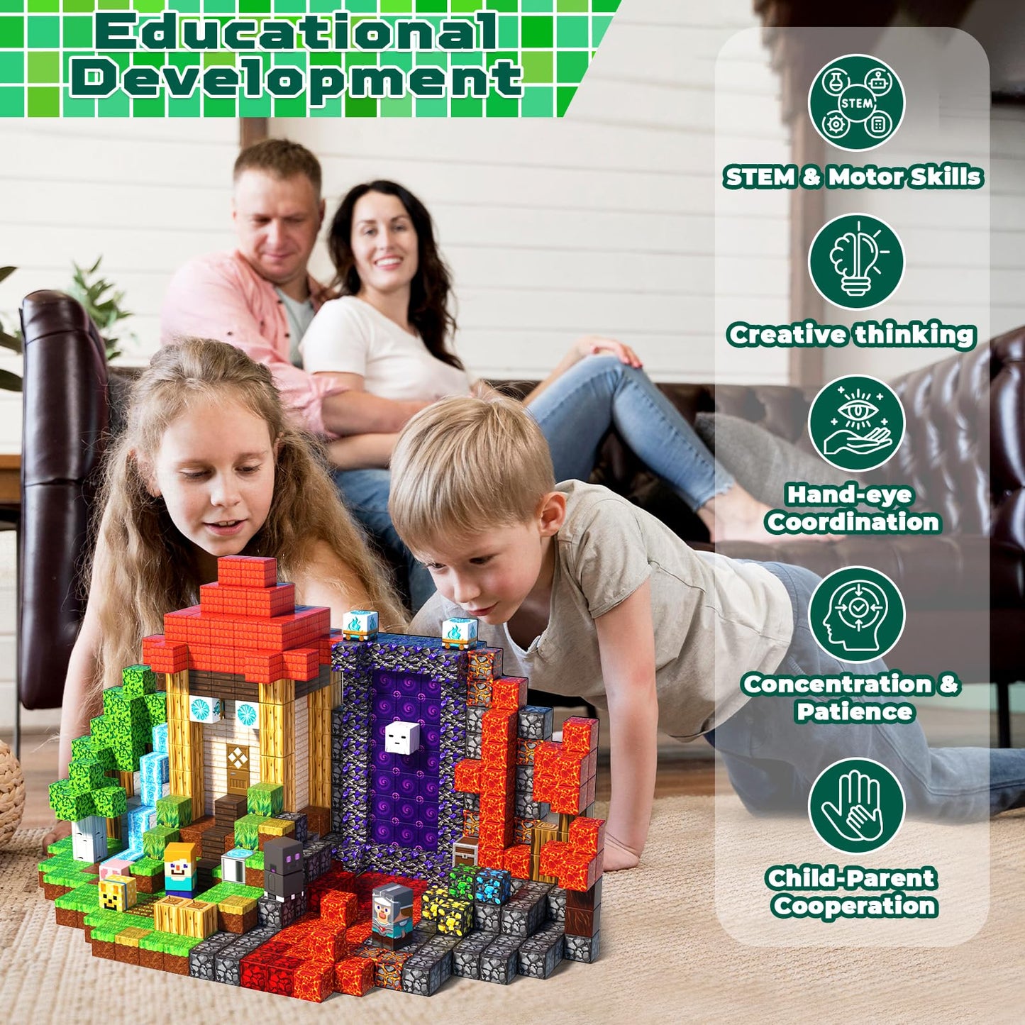 Annexfun Magnetic Blocks 150PCS – Forest Portal STEM Building Toys for Kids 3+