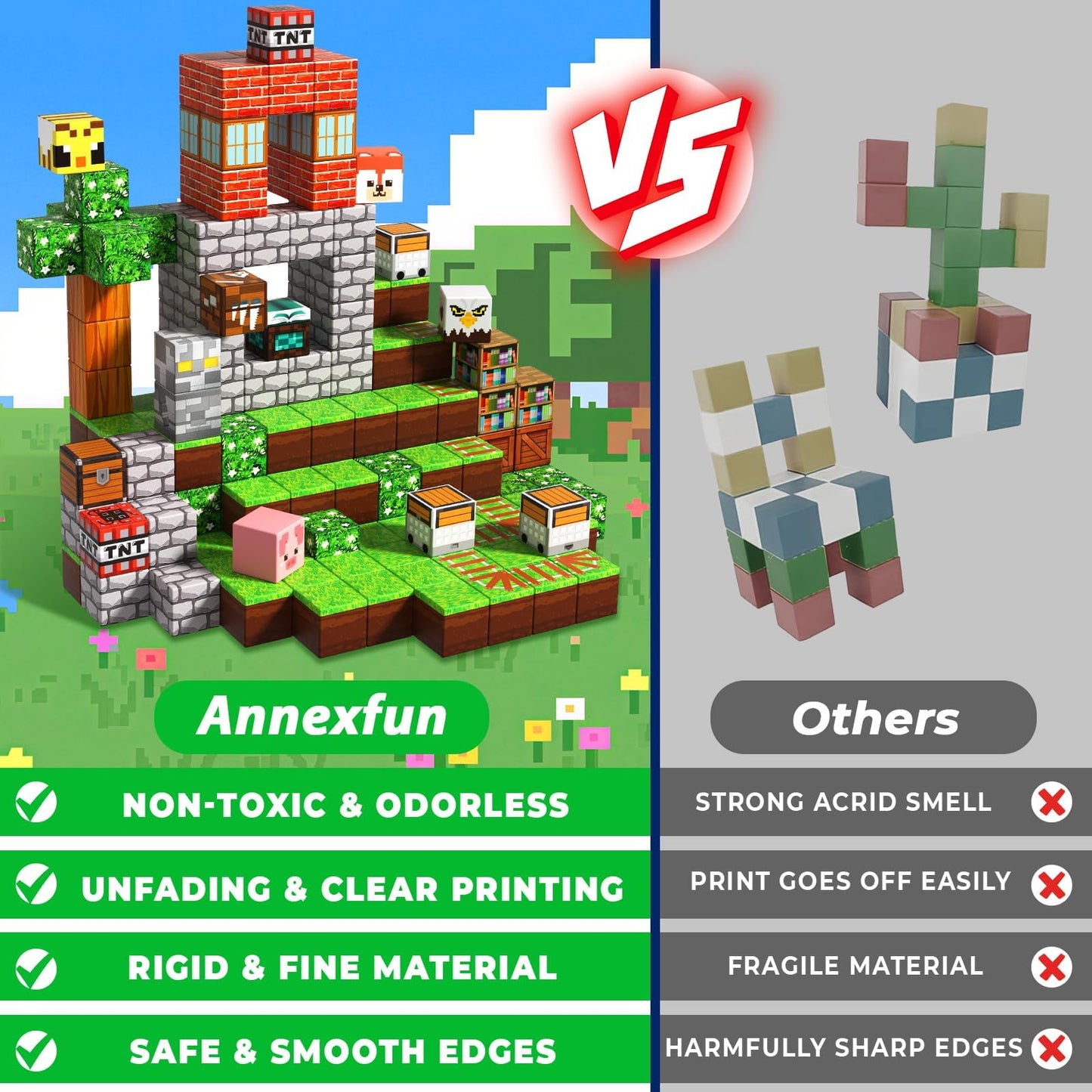 Annexfun 200 PCS Magnetic Blocks – STEM Building Kit for Kids 3+
