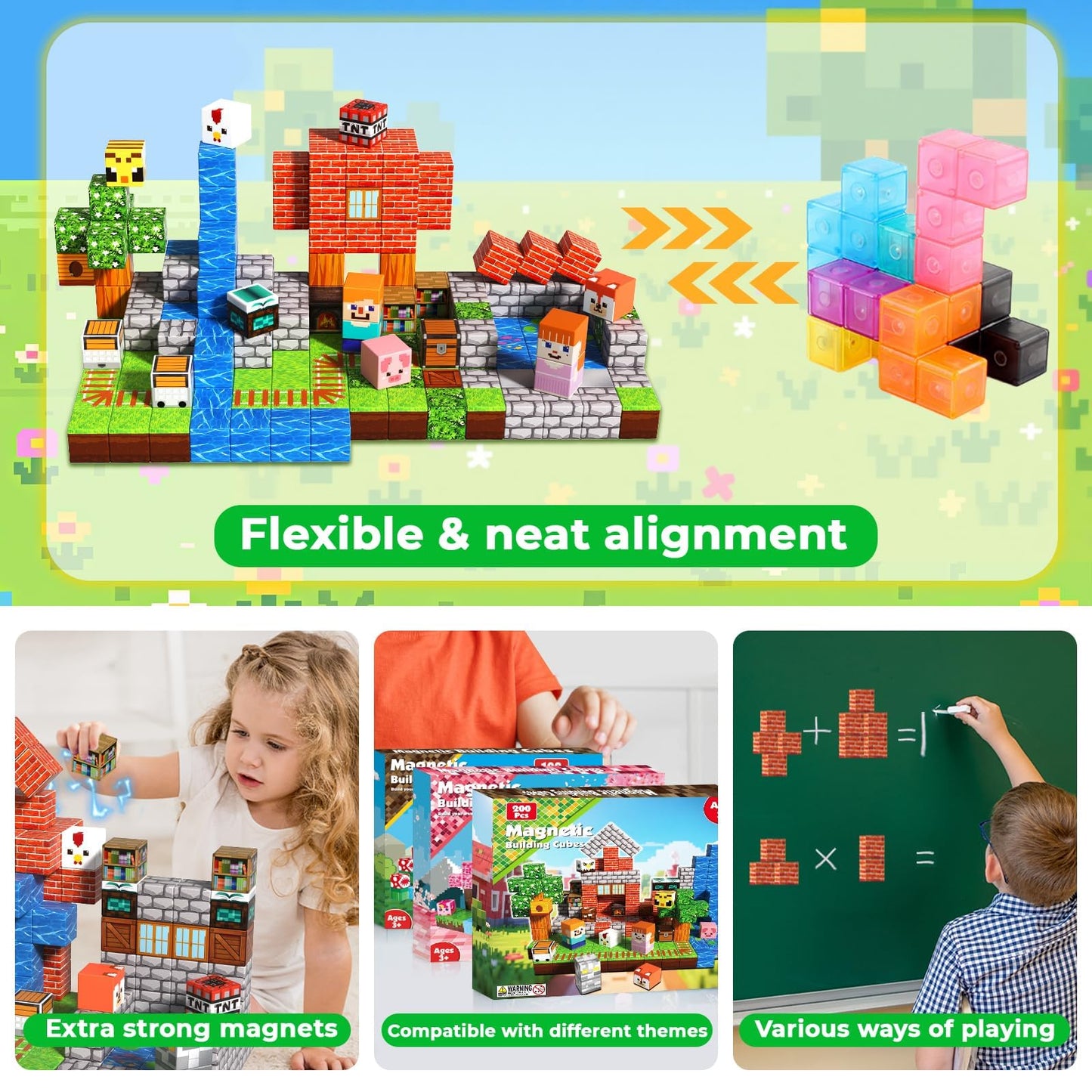 Annexfun 200 PCS Magnetic Blocks – STEM Building Kit for Kids 3+