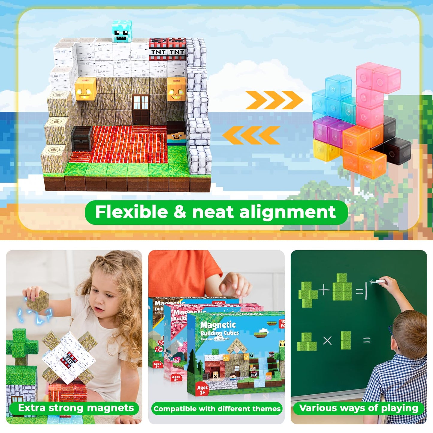 Annexfun Magnetic Blocks 150PCS – Creative STEM Building Toys for Kids 3+