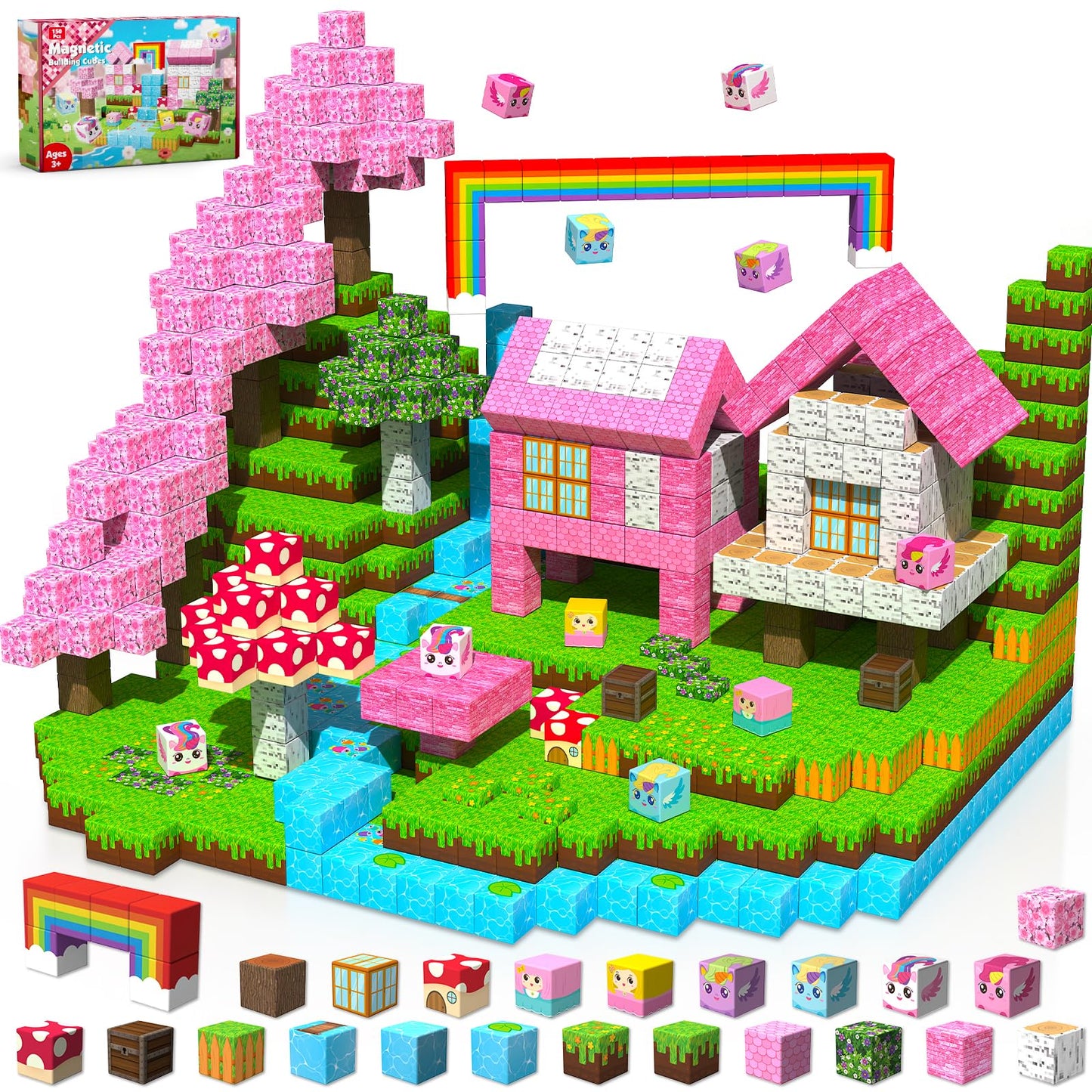 Annexfun Magnetic Blocks - 150PCS Unicorn Cubes | STEM & Sensory Toys for Ages 3-10