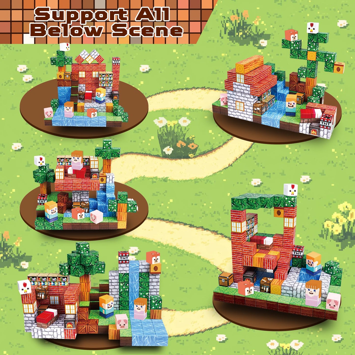 Annexfun Magnetic Blocks 150PCS Grassland Set | STEM Toy for Kids 3+