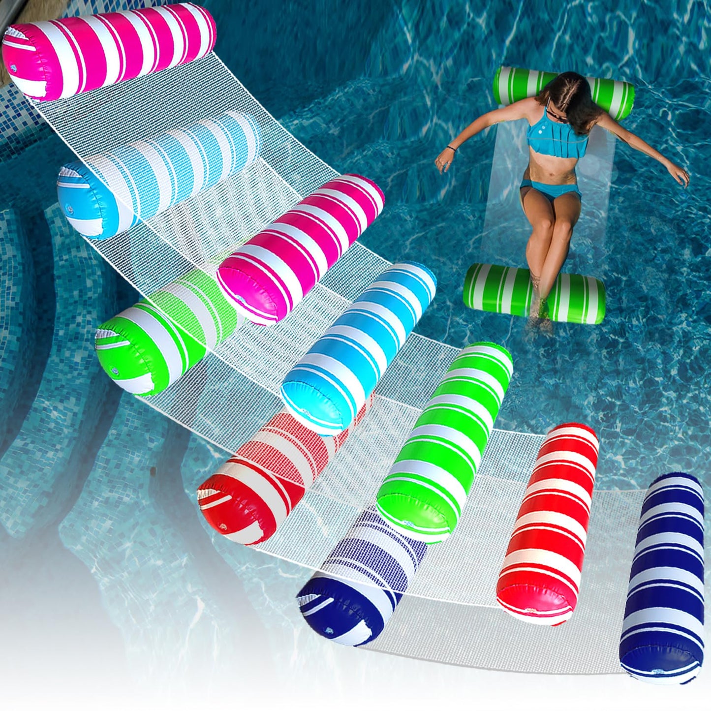 ANNIL 5-Pack Inflatable Pool Floats for Adults – 4-in-1 Hammock & Lounge Chair