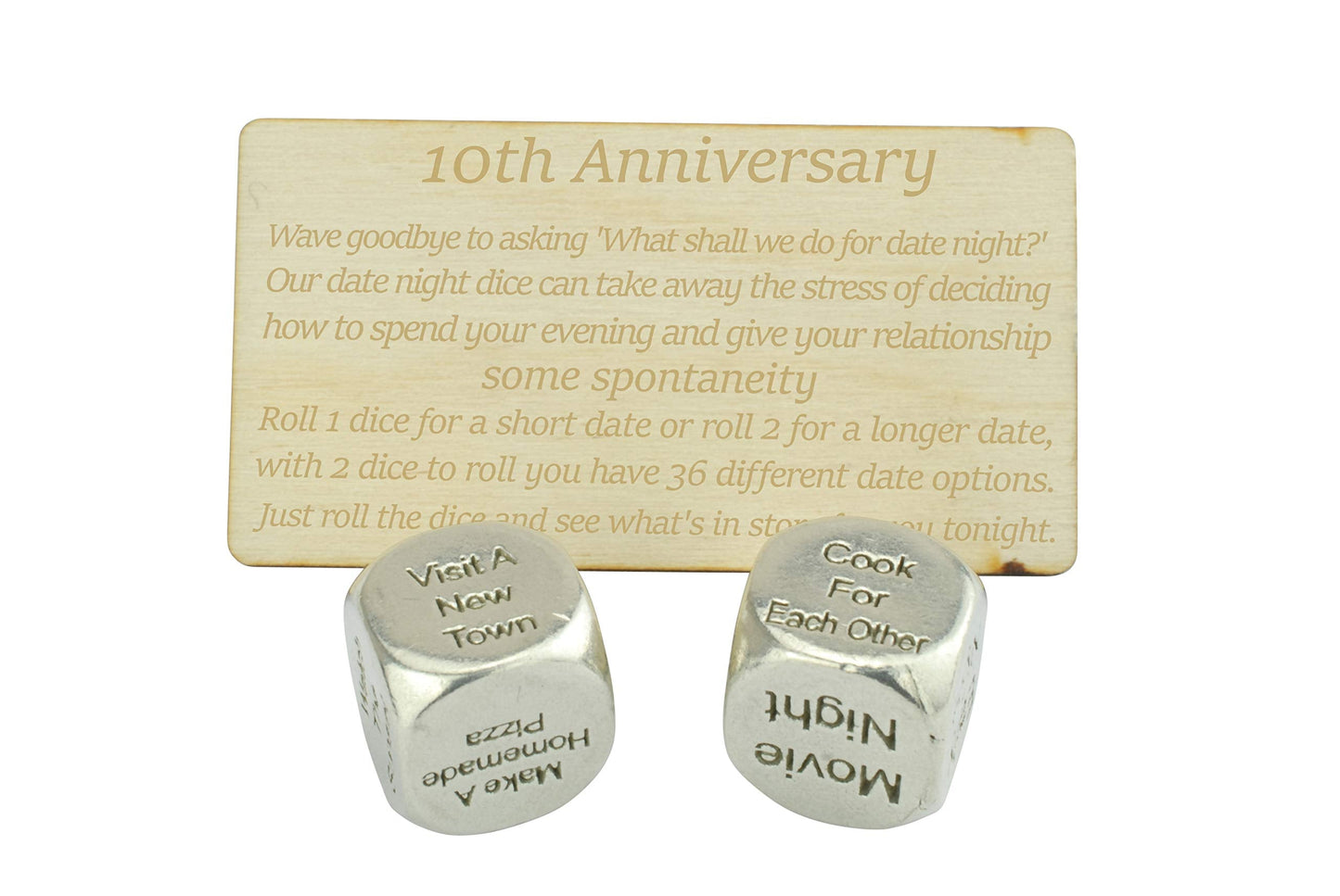 TIN Date Night Dice – 100% Pure Tin 10th Anniversary Gift | Anniversary Gifts