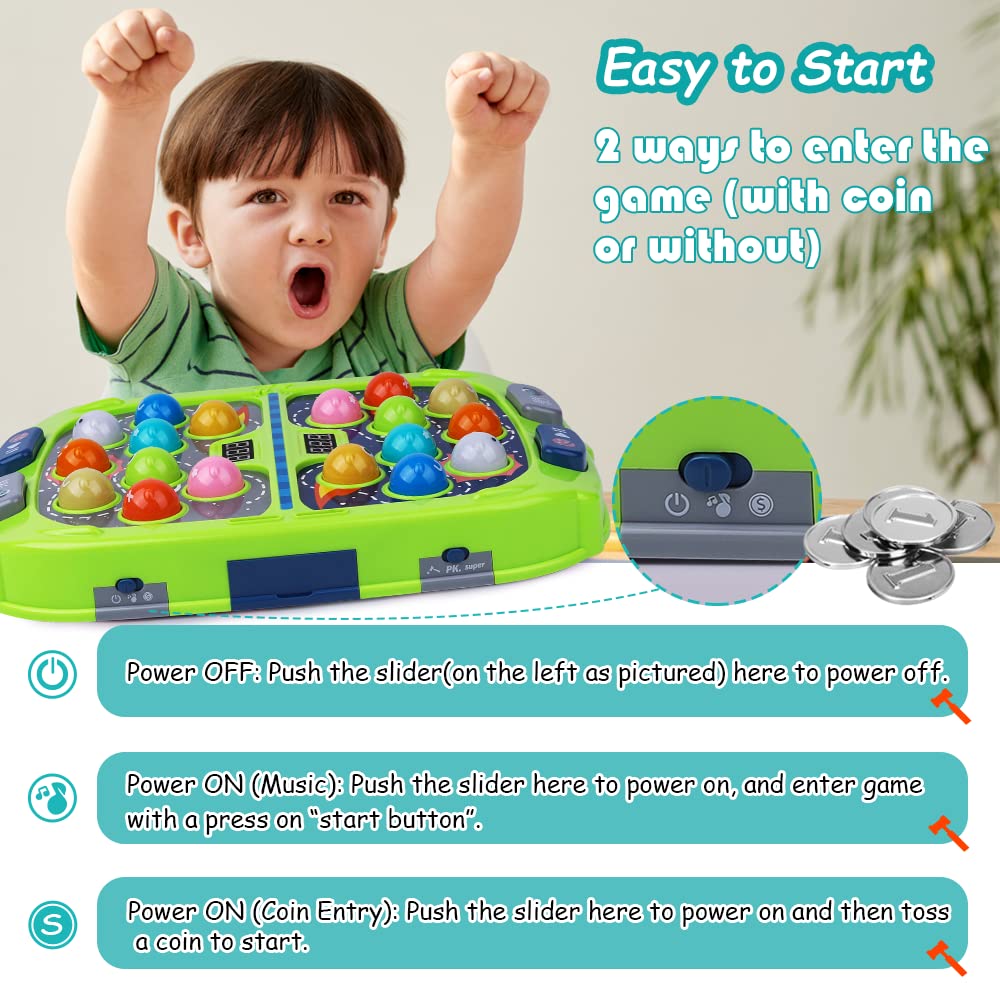 ANNKIE Pound A Mole Whack Game for Kids 3-12 – Interactive Sound & Light with 2 Hammers
