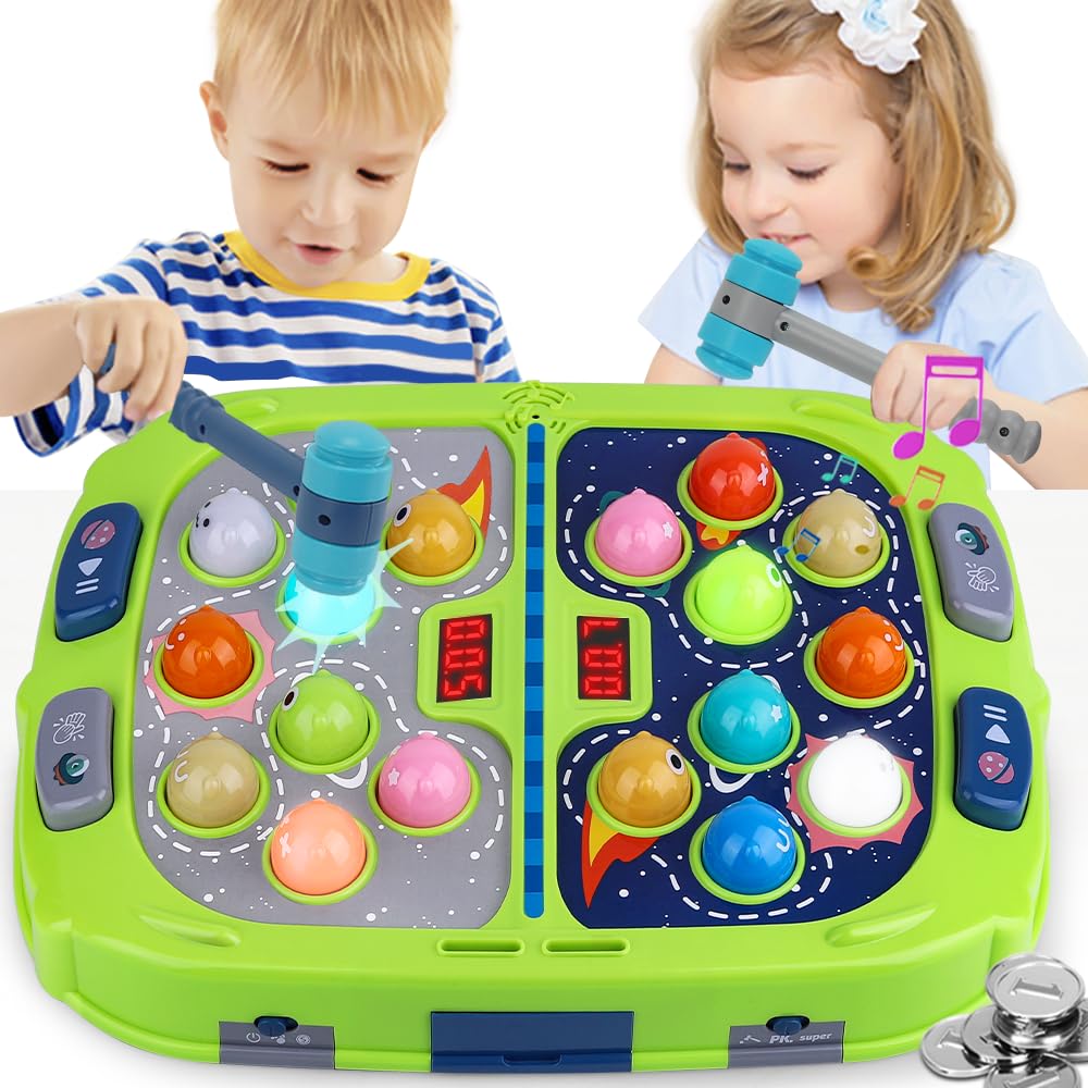 ANNKIE Pound A Mole Whack Game for Kids 3-12 – Interactive Sound & Light with 2 Hammers