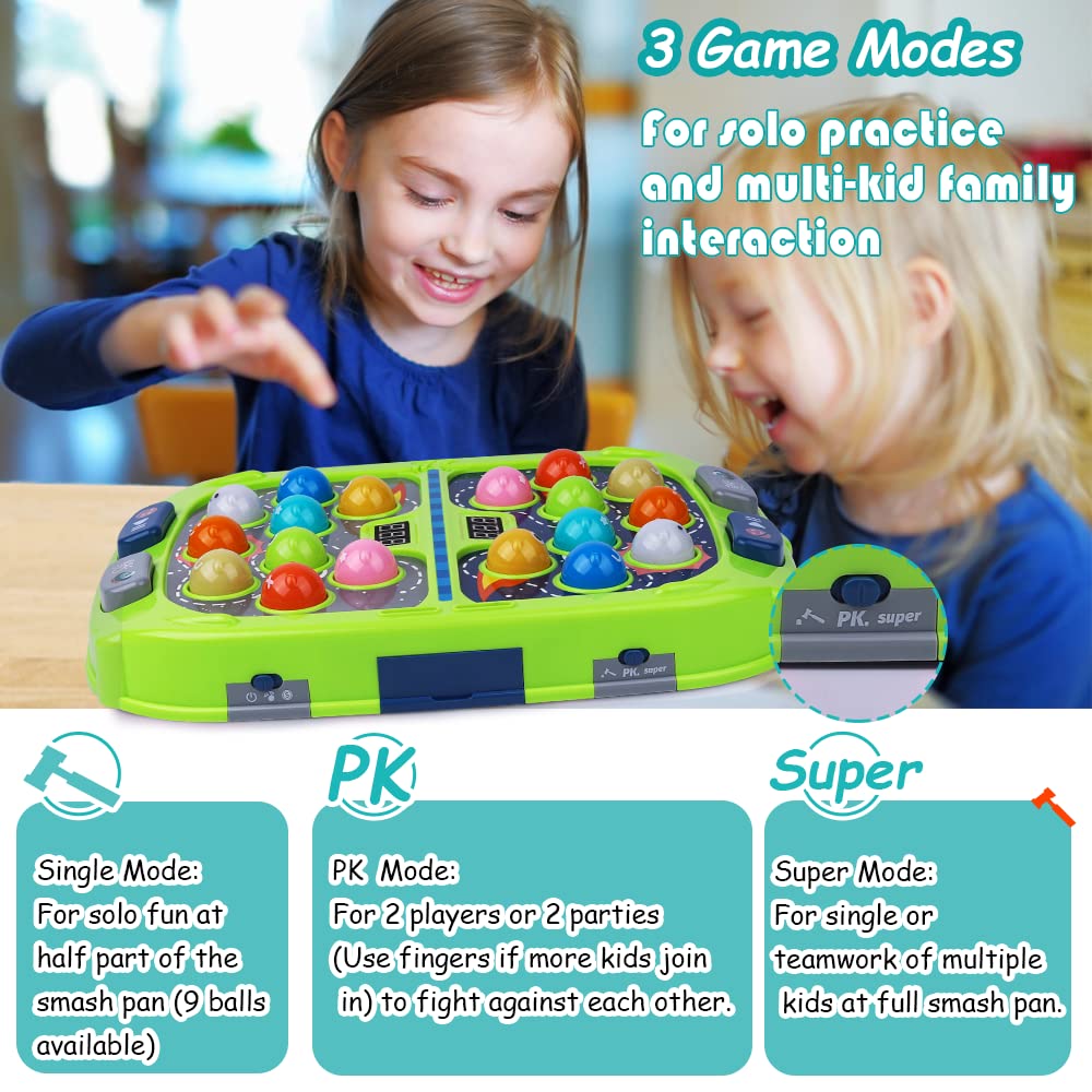 ANNKIE Pound A Mole Whack Game for Kids 3-12 – Interactive Sound & Light with 2 Hammers