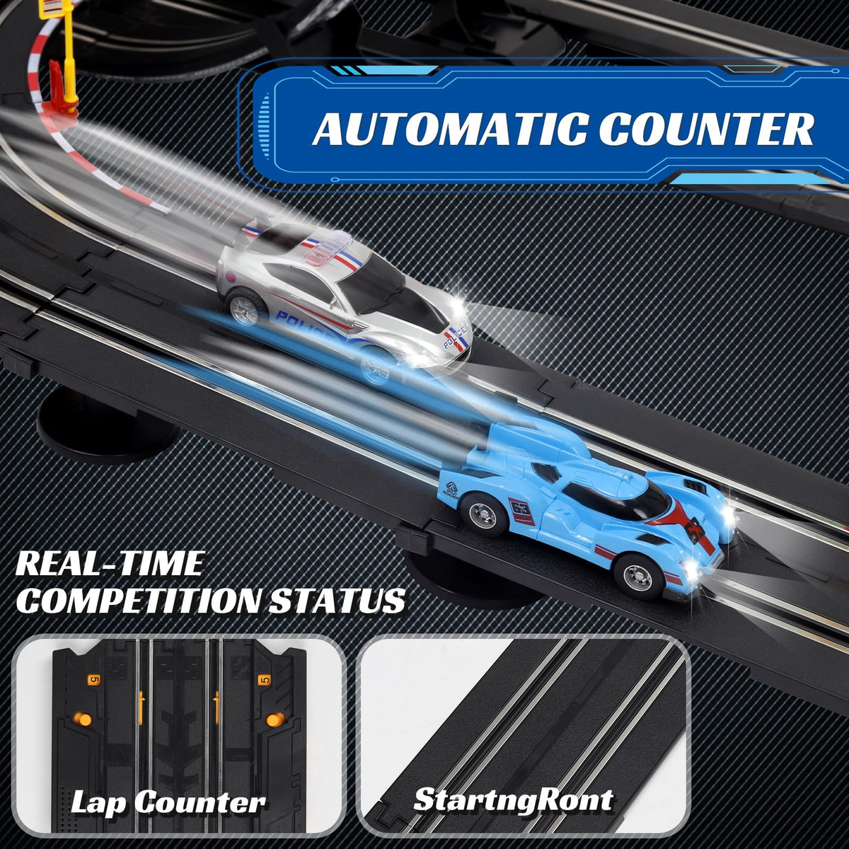 ANNKIE Slot Car Race Track Set — 20ft Dual Overpass with 4 High-Speed Cars