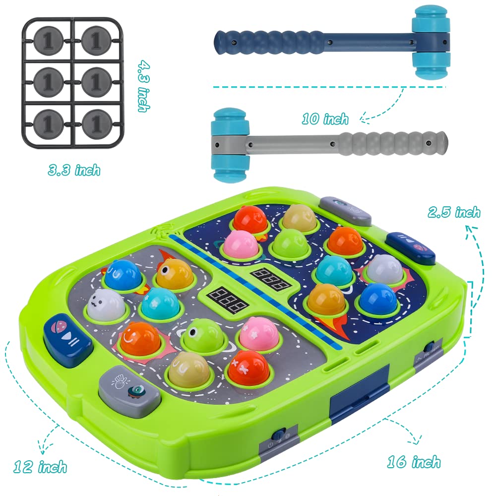 ANNKIE Pound A Mole Whack Game for Kids 3-12 – Interactive Sound & Light with 2 Hammers