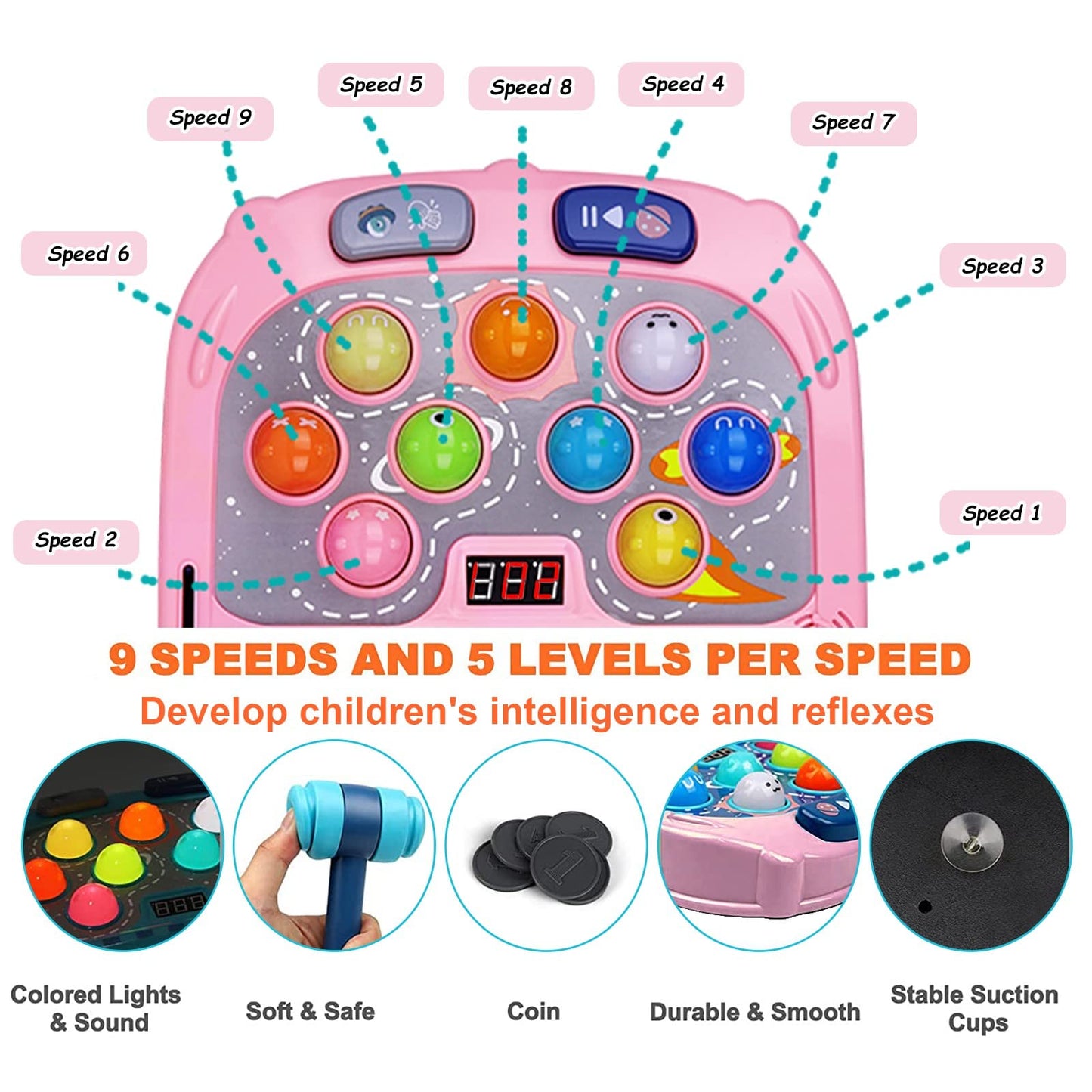 ANNKIE Whack Game Mole for Kids — Interactive Toy with Sound, Light & 2 Hammers