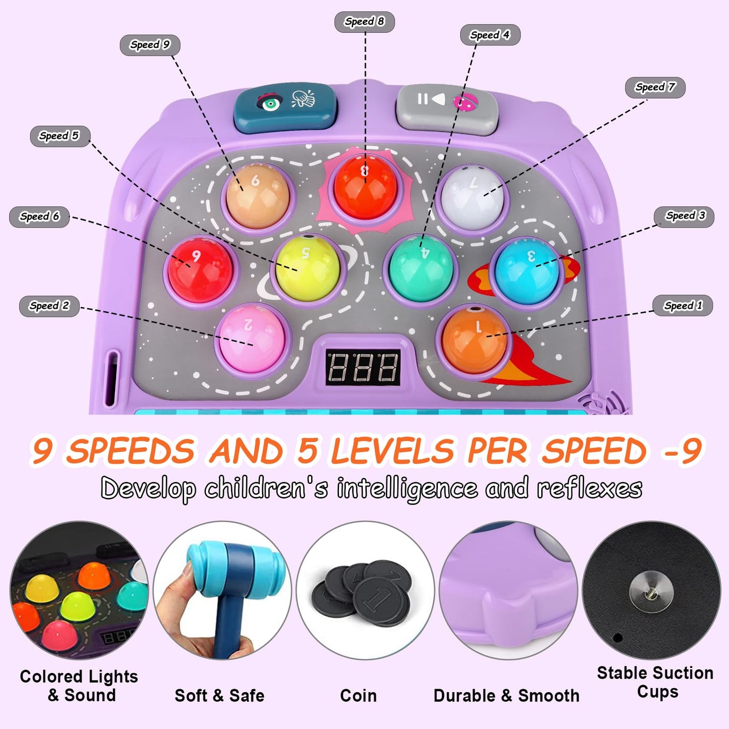 ANNKIE Whack Game Mole – Interactive Pounding Toy for 3-12 Year Olds (3 Modes, 2 Hammers)