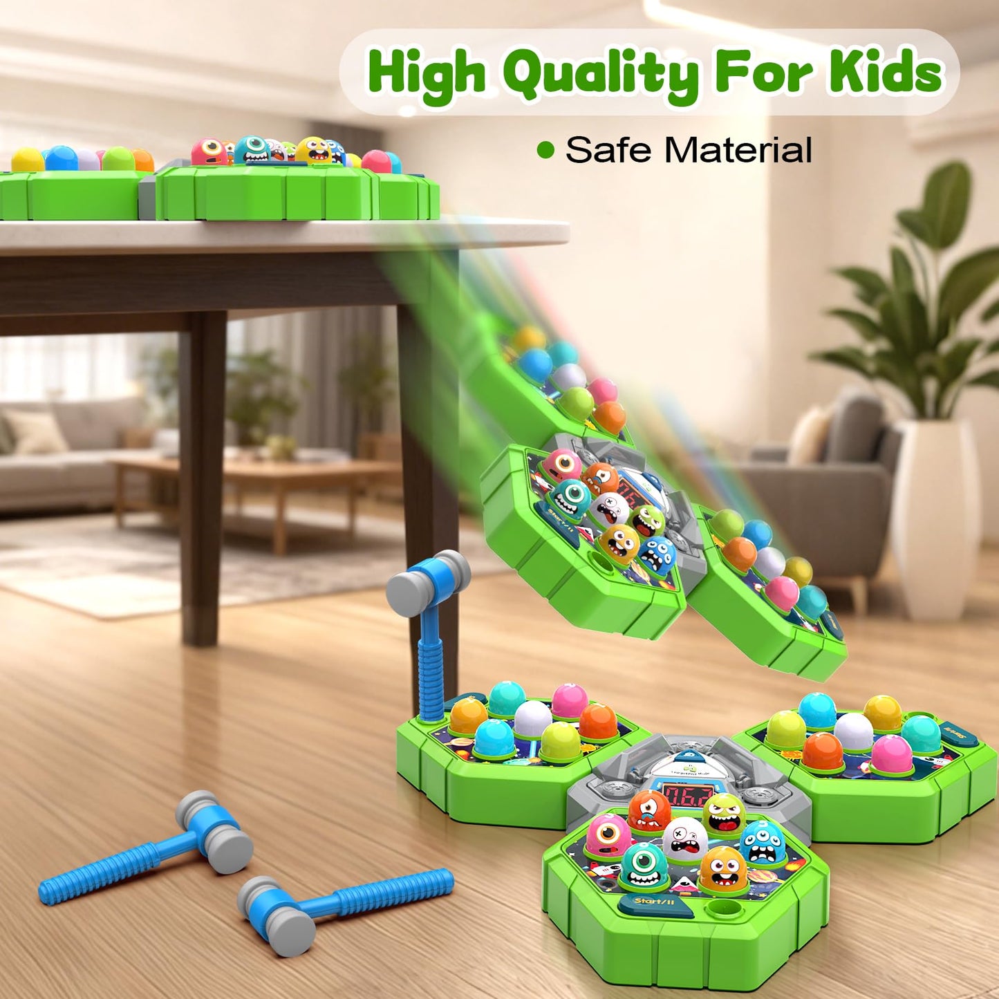 ANNKIE Whack Game Mole for Kids – 3 Modes, 1–3 Players, Interactive Educational Toy