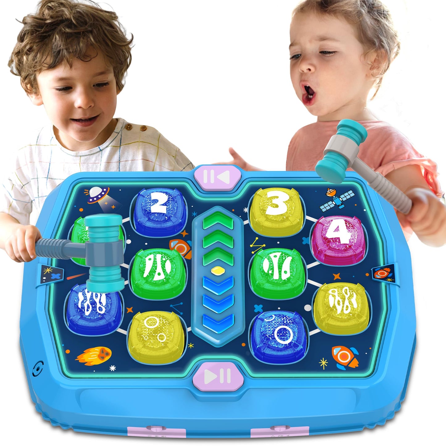 ANNKIE Whack Game Mole — Interactive Pounding Toy for Toddlers 3-8 with 2 Hammers, 3 Modes, Music & Light