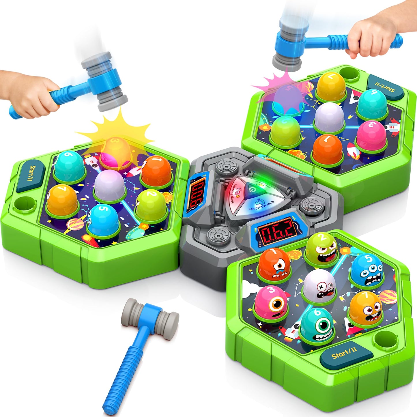 ANNKIE Whack Game Mole for Kids – 3 Modes, 1–3 Players, Interactive Educational Toy