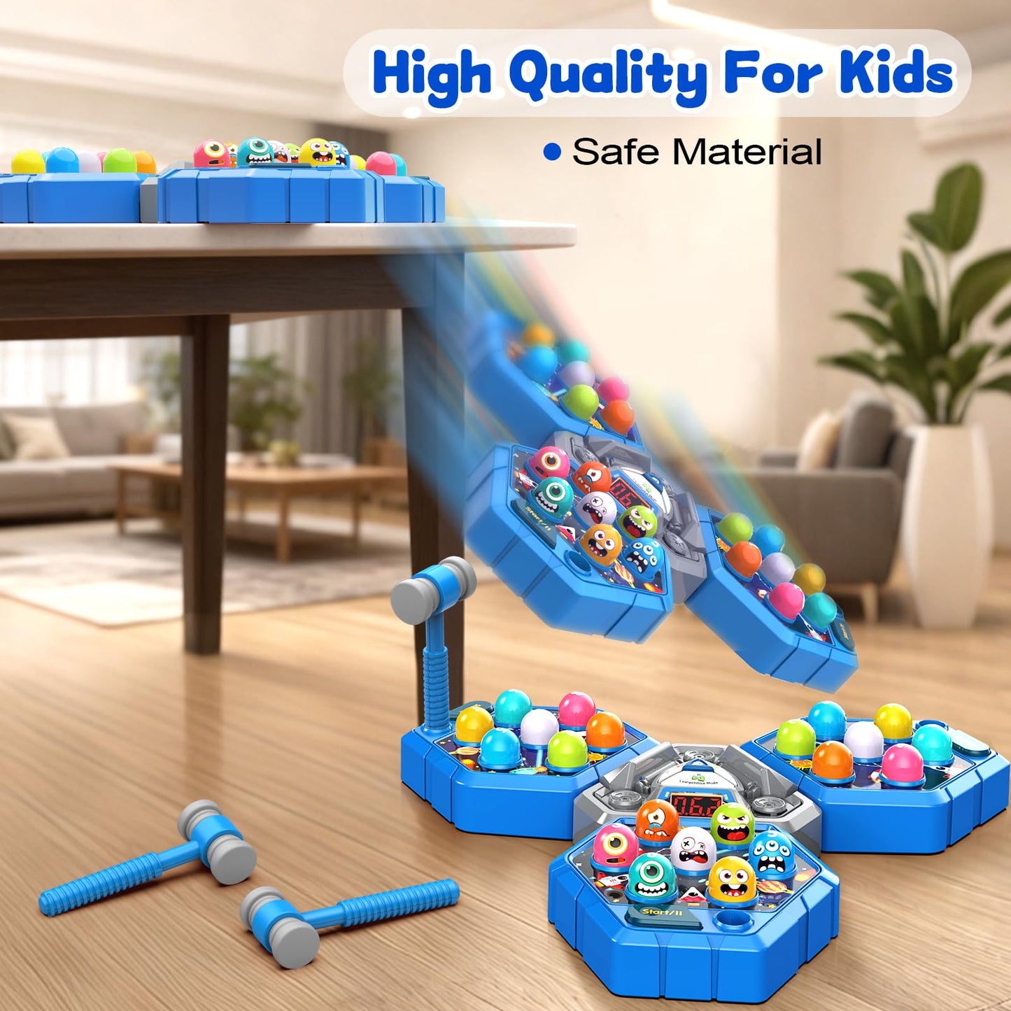 ANNKIE Whack Game Mole – 3-Mode Interactive Pounding Toy for 1-3 Players