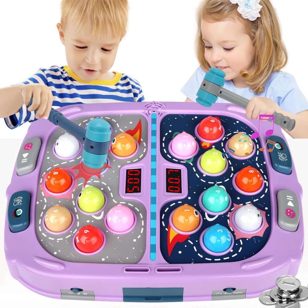 ANNKIE Whack Game Mole – Interactive Pounding Toy for 3-12 Year Olds (3 Modes, 2 Hammers)