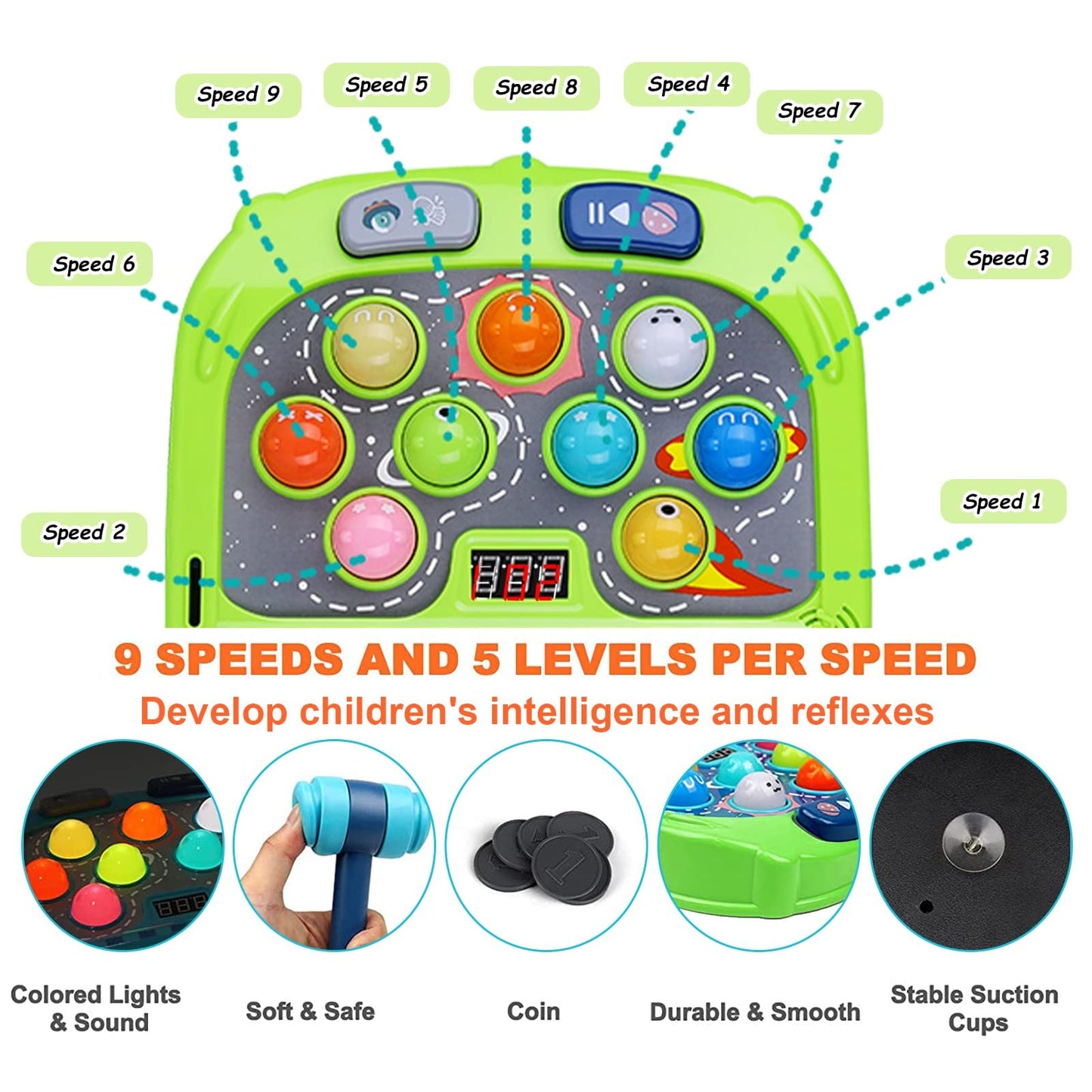 ANNKIE Pound A Mole Whack Game for Kids 3-12 – Interactive Sound & Light with 2 Hammers