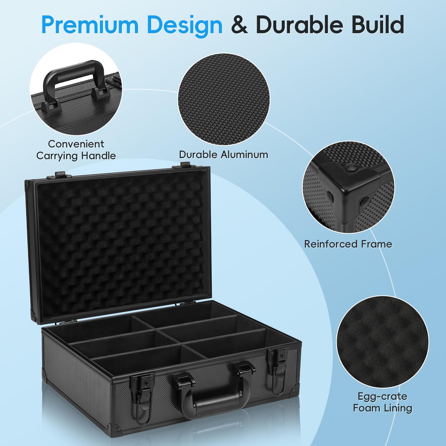 ANNLOV Toploader Storage Box for 3x4 Cards — Holds 600+ Top Loaders | Lockable Aluminum Case