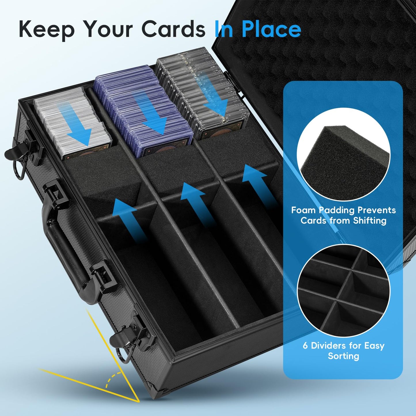 ANNLOV Toploader Storage Box for 3x4 Cards — Holds 600+ Top Loaders | Lockable Aluminum Case