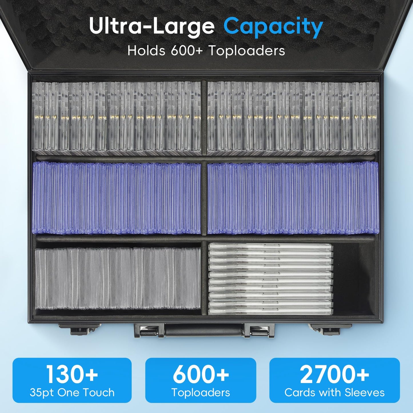 ANNLOV Toploader Storage Box for 3x4 Cards — Holds 600+ Top Loaders | Lockable Aluminum Case