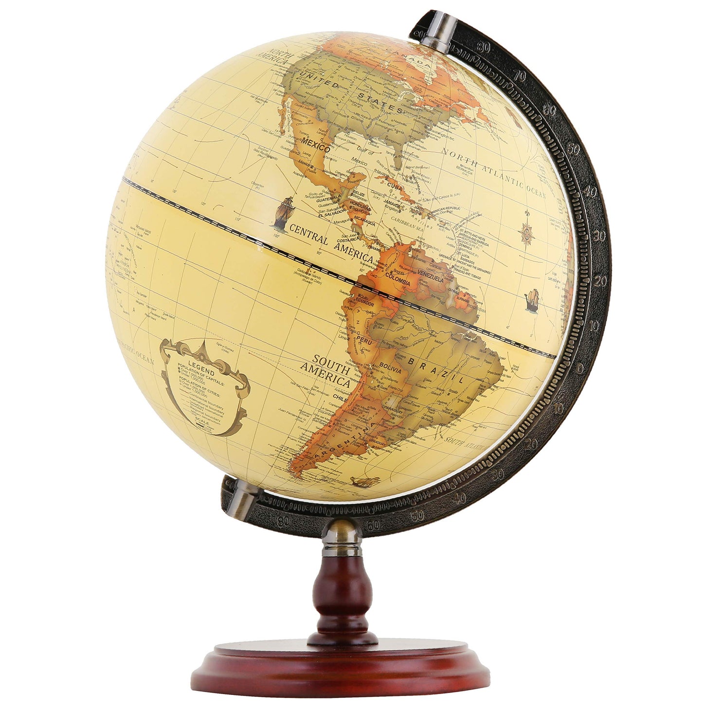 ANNOVA Antique Globe 10-Inch – Wooden Base Rotating World Atlas for Home, Office, School