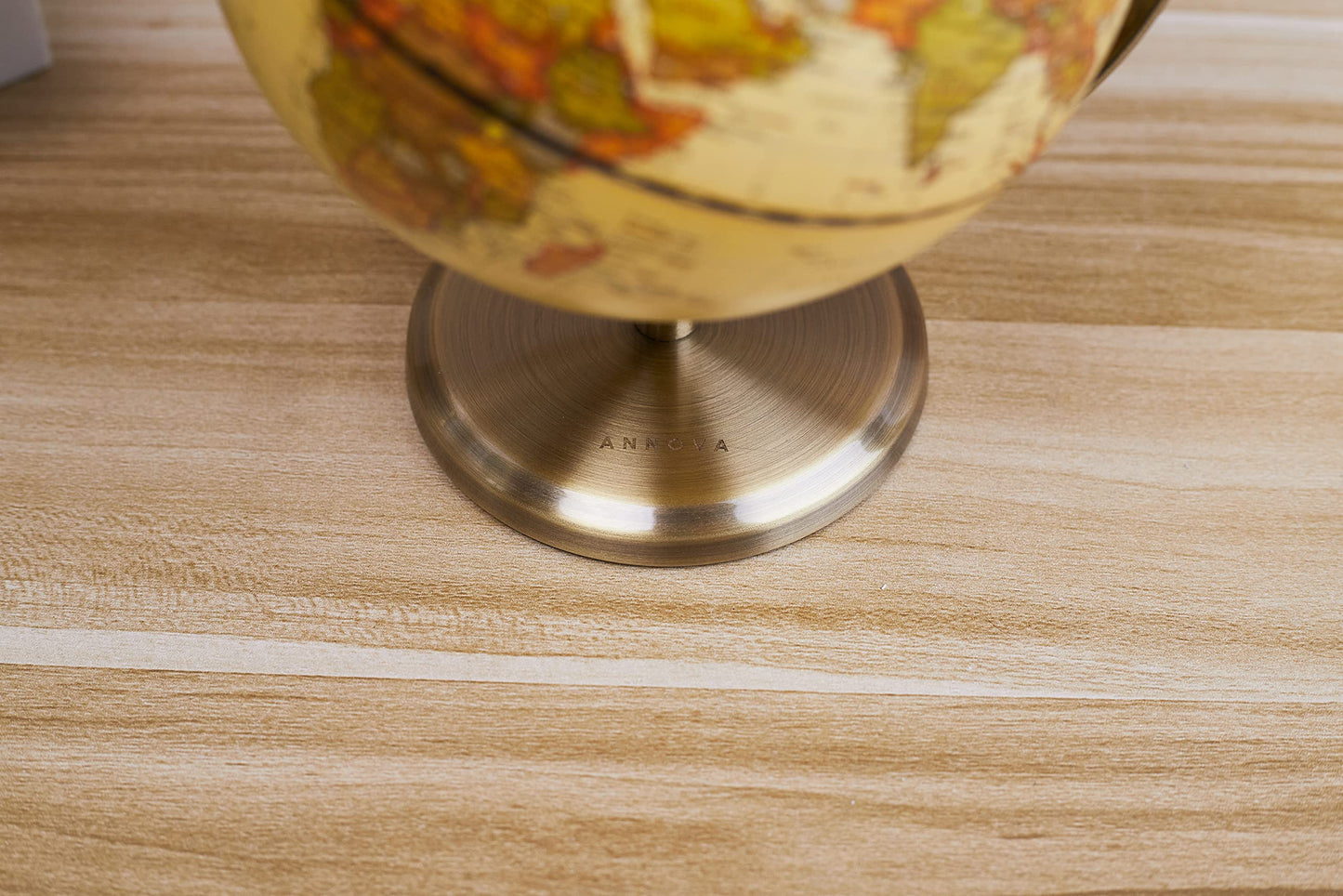 Annova Antique Globe 5.5-Inch Desk Globe with Stainless Arc & Base – Educational Geography Decor for School, Home & Office (Brown)