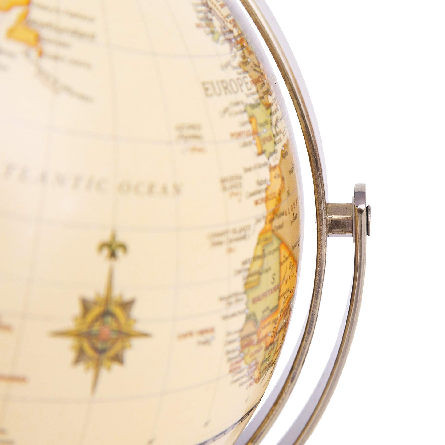ANNOVA 8-Inch World Globe with Bronze Arc – 360° Rotating Antique Desktop Globe