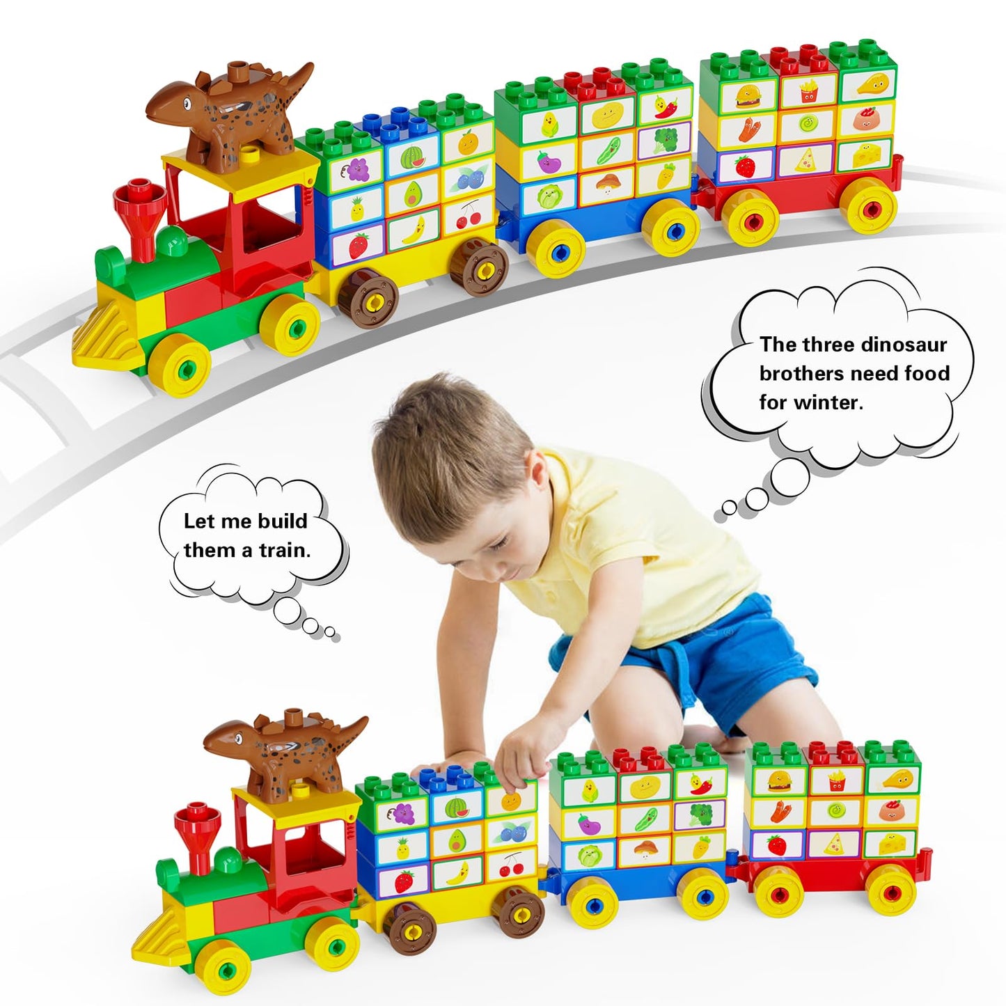 Anpcso 116-Piece Building Blocks for Toddlers – Dinosaurs & Cars