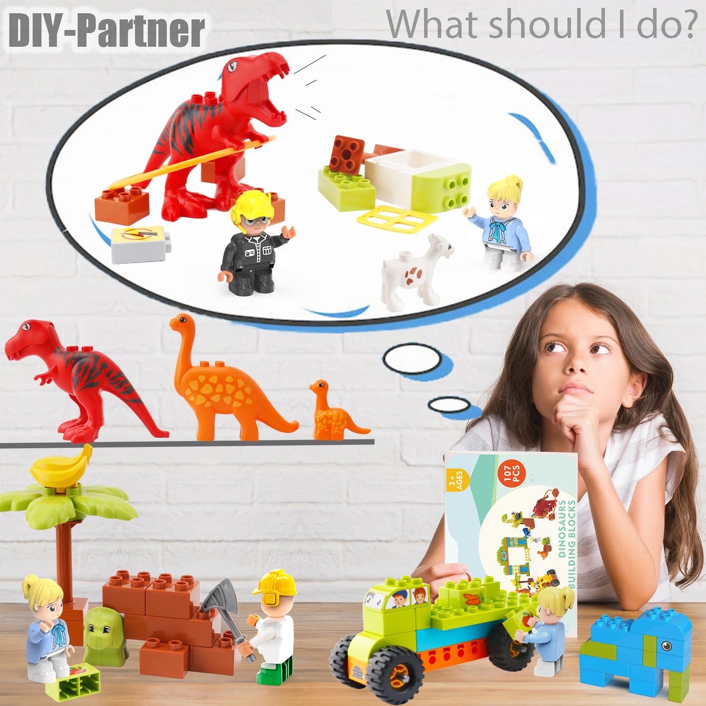 Anpcso Dinosaur Building Blocks for Toddlers 3-5 – Learn, Build & Play